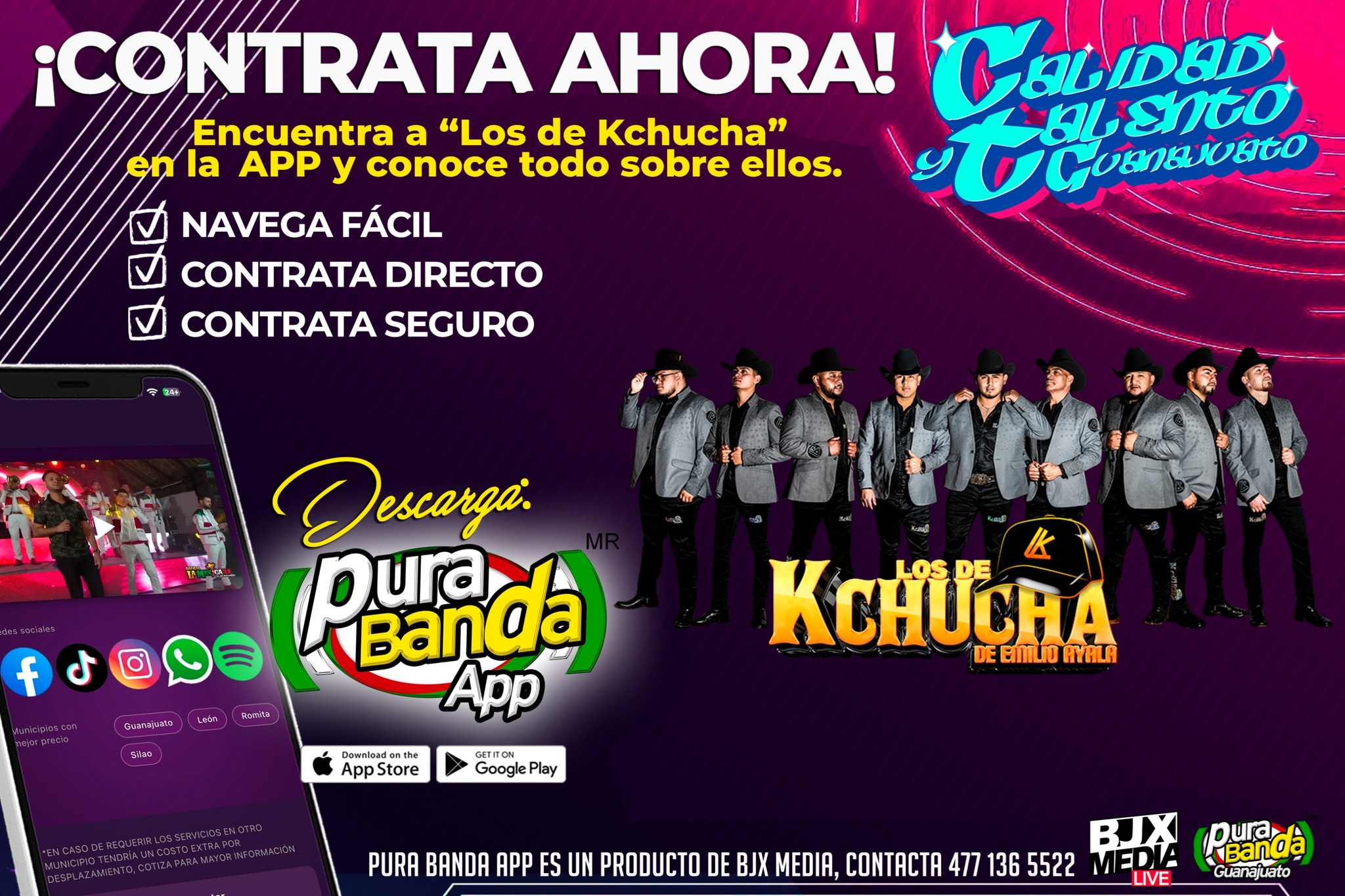 ¡La fiesta empieza desde tu celular! 🎶🔥
Contrata de forma fácil, directa y segura 📲
Encuéntralos en Pura Banda App, conoce todo sobre ellos y asegura el mejor ambiente para tu evento.
Disponible en App Store y Google Play https://www.purabandamx.com/elenco 🎺💃🕺