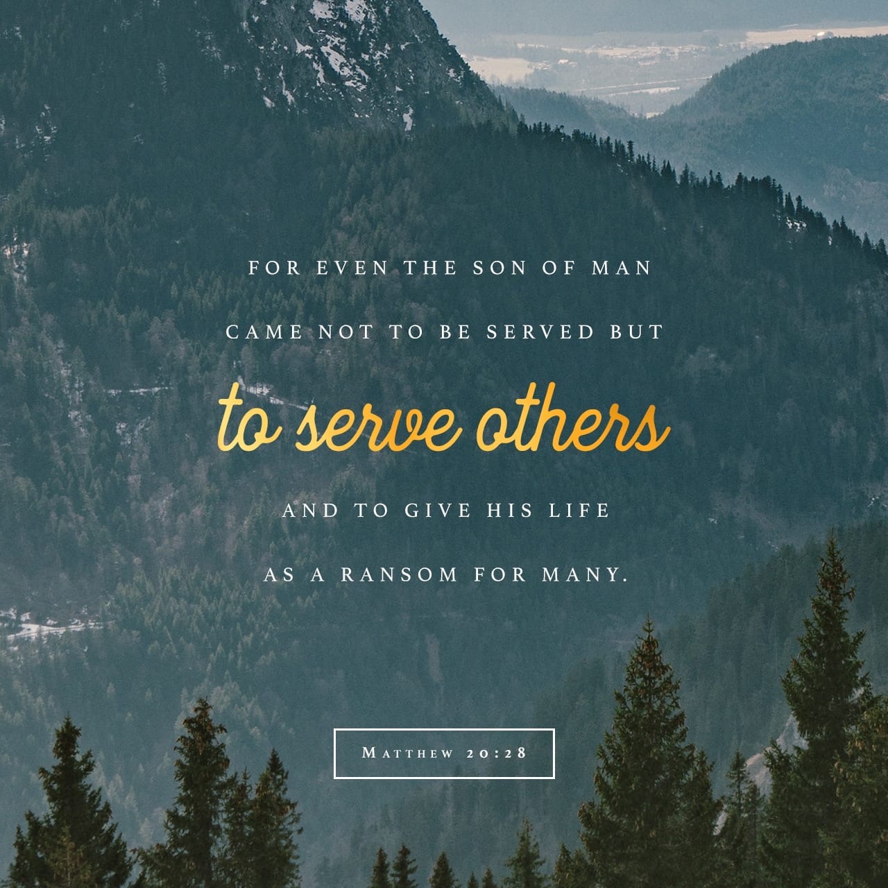 For even the Son of Man came not to be served but to serve others and to give his life as a ransom for many.
-- Matthew 20:28✝️
Verse of the Day via @YouVersion
#Matthew2028 #ServeOthers #ChristianEncouragement #BibleVerse #JesusServes