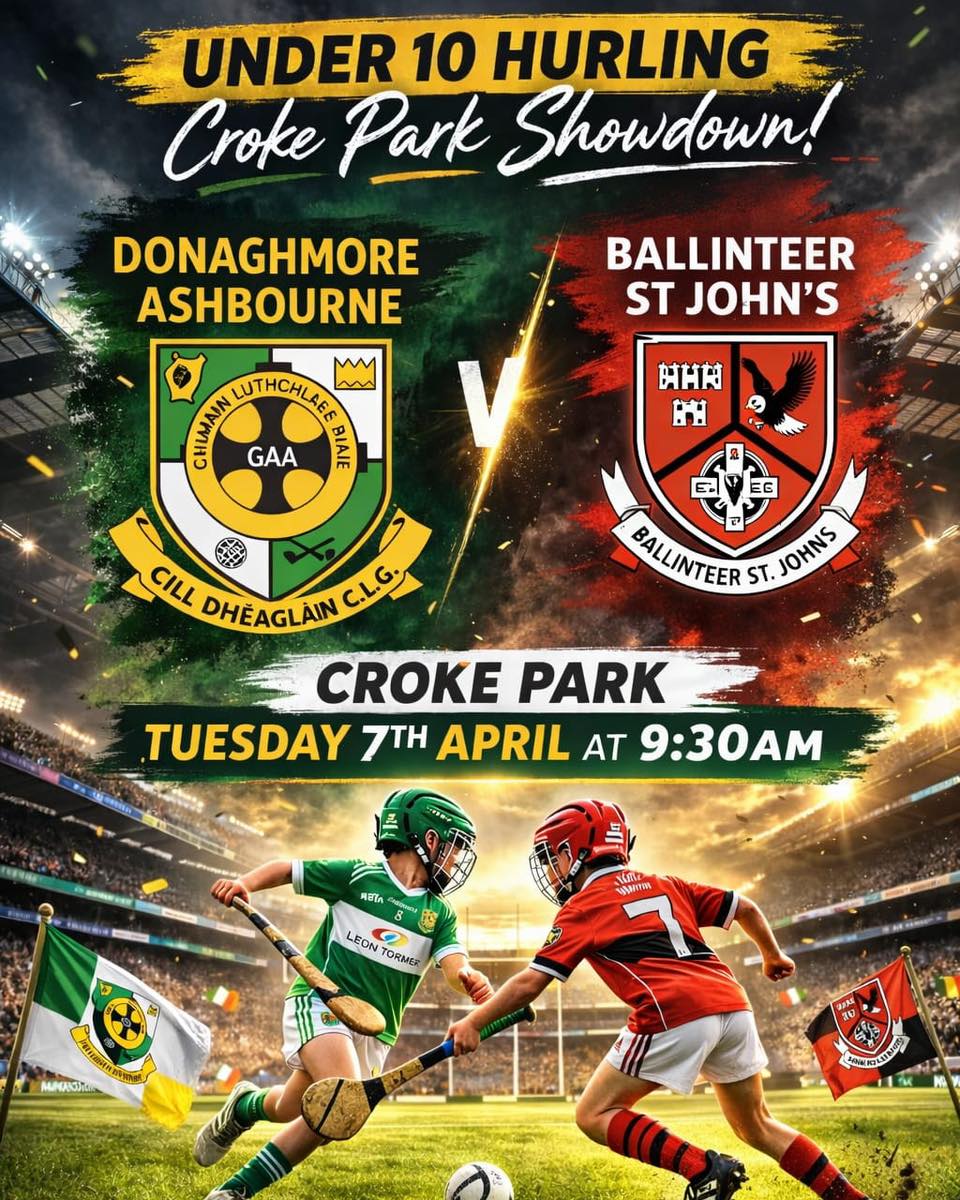 Next Tuesday our U10 hurlers have the honour of playing a match at @crokepark_official. Hopefully this is just a taste of things to come for our talented youngsters! Ádh Mór a bhuachaillí agus bain suit as!