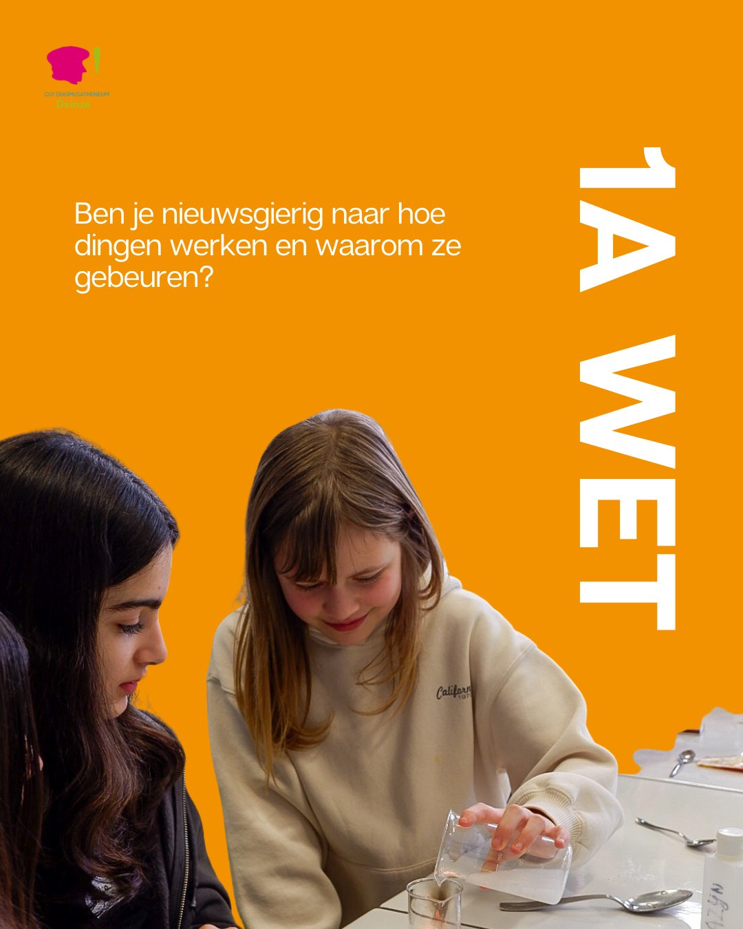 𝗥𝗶𝗰𝗵𝘁𝗶𝗻𝗴 𝗶𝗻 𝗱𝗲 𝗸𝗶𝗷𝗸𝗲𝗿: 𝟭𝗔 𝘄𝗲𝘁𝗲𝗻𝘀𝗰𝗵𝗮𝗽𝗽𝗲𝗻 🔬
Ben jij nieuwsgierig naar hoe dingen werken en waarom ze gebeuren?
Dan is deze module helemaal jouw ding! 🧠⚡
Gedurende 2 lesuren per week duik je dieper in de fascinerende wereld van de natuurwetenschappen 🌍
Vragen uit de les? Die gaan we samen verder onderzoeken!
👩🔬 Je kruipt in de rol van echte onderzoeker:
- Experimenteren met labomateriaal 🧪
- Werken met meettoestellen 📏
- Zelf ontdekken hoe de wereld in elkaar zit 🔍
Stap voor stap leer je hoe wetenschappelijk onderzoek écht werkt.
👉 Ontdekken, onderzoeken en begrijpen… dat is wetenschap! 🚀