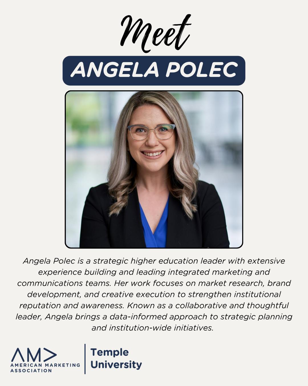 🚨 Today’s the day!
Join us in Alter LL35 from 12–12:50 PM as we welcome Angela Polec, Claire Young, Danielle Melzard, Kristin Schrier, and Lael Troupe from Temple University’s Marketing Department. They’ll be sharing their insights on brand strategy, creative development, and what it’s like working across different areas of marketing in higher ed.
Don’t miss it!