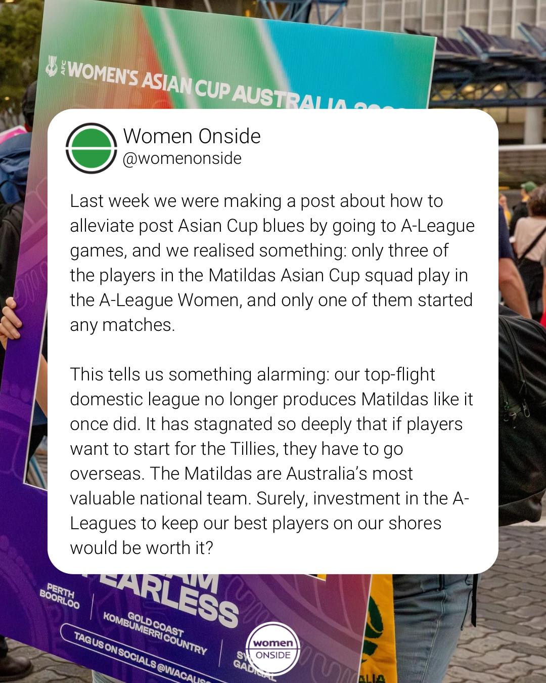 Just in case we needed any more evidence that the A-League Women needs proper investment.