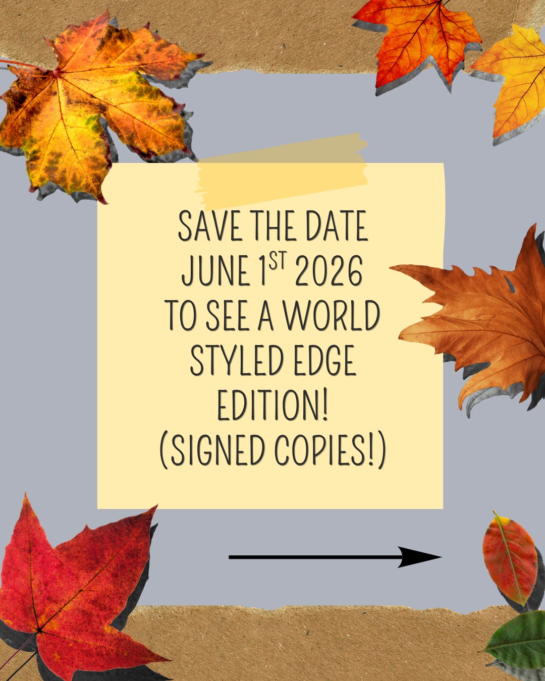 SAVE THE DATE - June 1st 2026 will see the release of a stunning styled-edge paperback edition of To See A World (Book 1 in my Chronicles of Pandora YA High Fantasy series). 🥳
🍂🍃The beautiful coloured edging accompanies a full-colour interior, with autumn leaves and the protagonist, Arriette. 🍂🍃
This special edition styled/printed edge edition of TSAW celebrated (though a little late!) my 15-year writing anniversary - 15 YEARS OF THIS SELF-INFLICTED TORTURE 😂
SIGNED PRE-ORDERS for this special edition will go live on my website THIS MONTH. 🙀
#yafantasyauthor #howfarivecome #authorslife #youngadult #yafantasy #specialeditionbooks #fantasybookseries