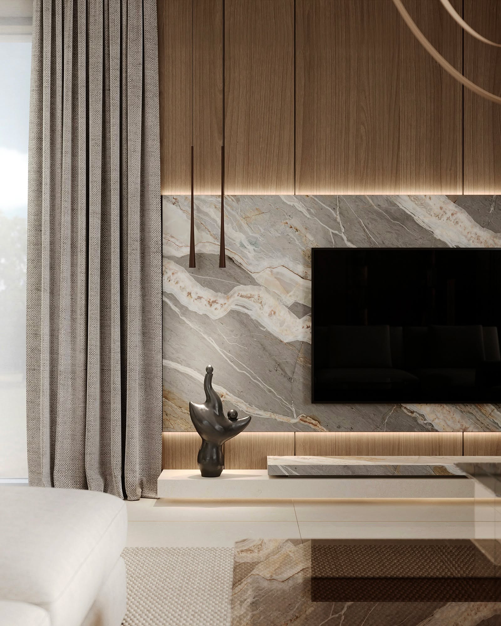 Najnowszy projekt Quiet Cave to elegancki luksus w barwach brązu i beżu przełamane ciepłą szarością. Nawiązuje do spokojnej jaskini. Wyraźny detal kamienia nadaje wnętrzu luksusowego charakteru bez przesytu. W Hazel dbamy o to by wnętrza były ciepłe i przytulne a zarazem eleganckie. Nasze autorskie rozwiązania i detale dopełniają wrażenia ekskluzywności.
Jeśli Tobie również zależy na tym, by w swoim nowym wnętrzu czuć emocje odprężenia, komfortu z nutą elegancji bez przepychu napisz na priv. Może kolejne dzieło Hazel będzie właśnie dla Ciebie 🤎