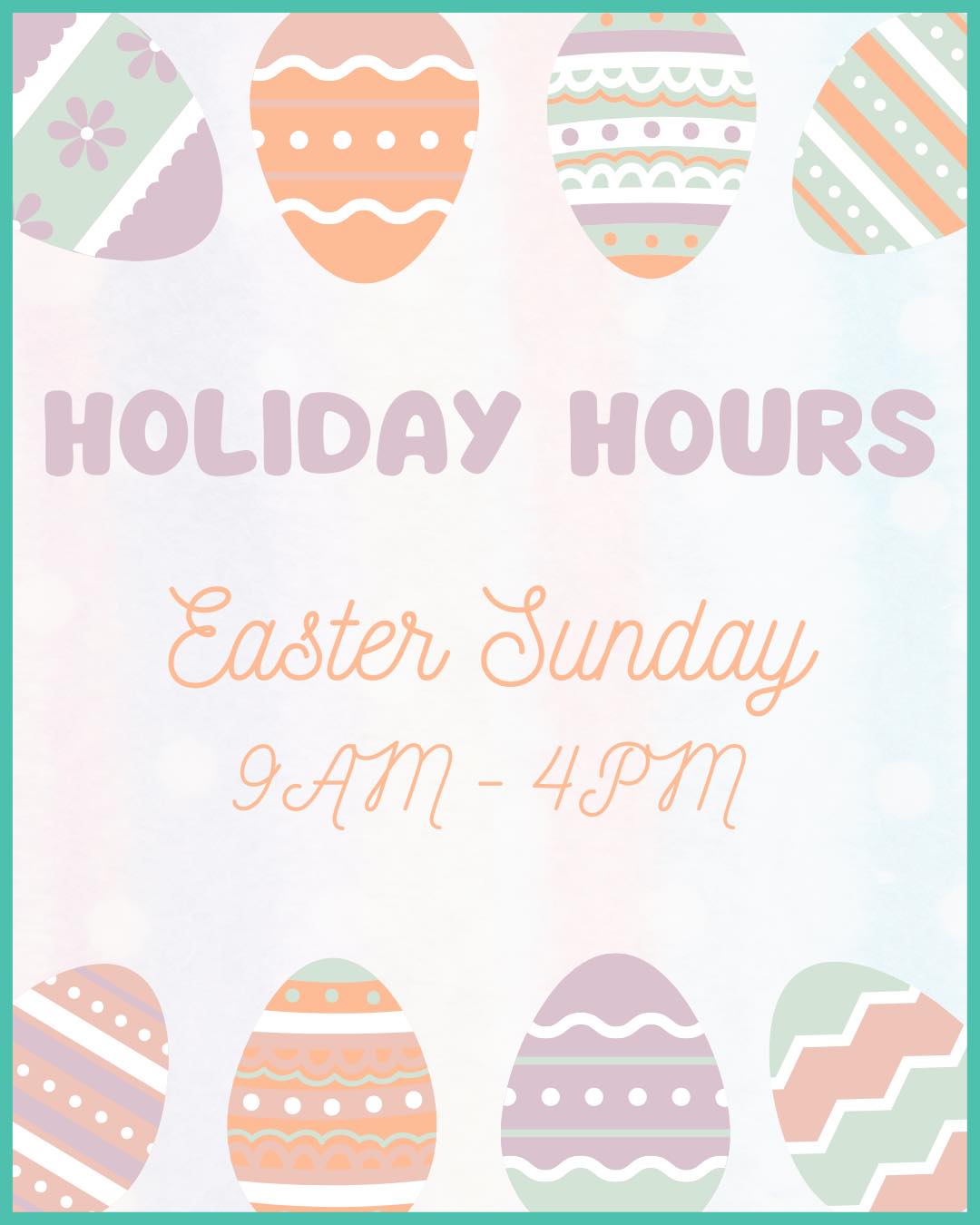 A reminder that we close at 4 tomorrow 🐣