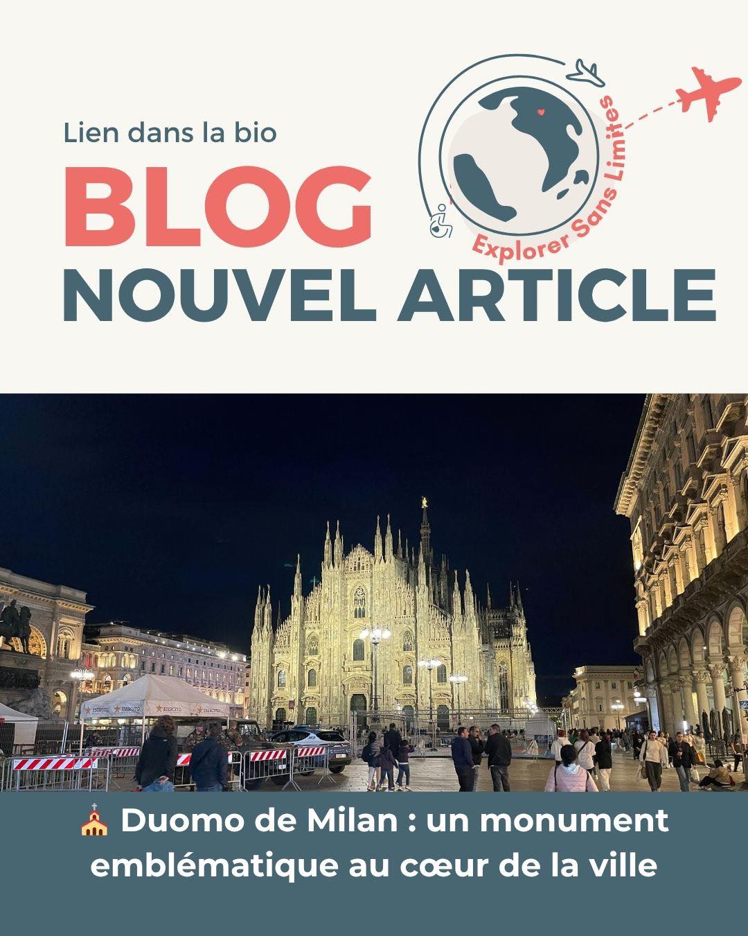 ⛪ DUOMO DE MILAN
Impossible de visiter Milan sans passer par le mythique Duomo di Milano.
Une cathédrale impressionnante, avec ses détails incroyables et sa façade en marbre blanc.
Mais le moment le plus marquant reste la montée sur les toits…
Une vue unique sur Milan et une immersion au plus près des sculptures.
💬 Mon ressenti ?
Un lieu spectaculaire, à la hauteur de sa réputation.
♿ Accès possible avec ascenseur
🎟️ Gratuité pour les personnes en situation de handicap
👥 Accompagnant également gratuit
Un incontournable en Italie 🇮🇹
#explorersanslimites #duomodimilano🇮🇹 #Italie #travelaccessible #accessibility ⛪✨