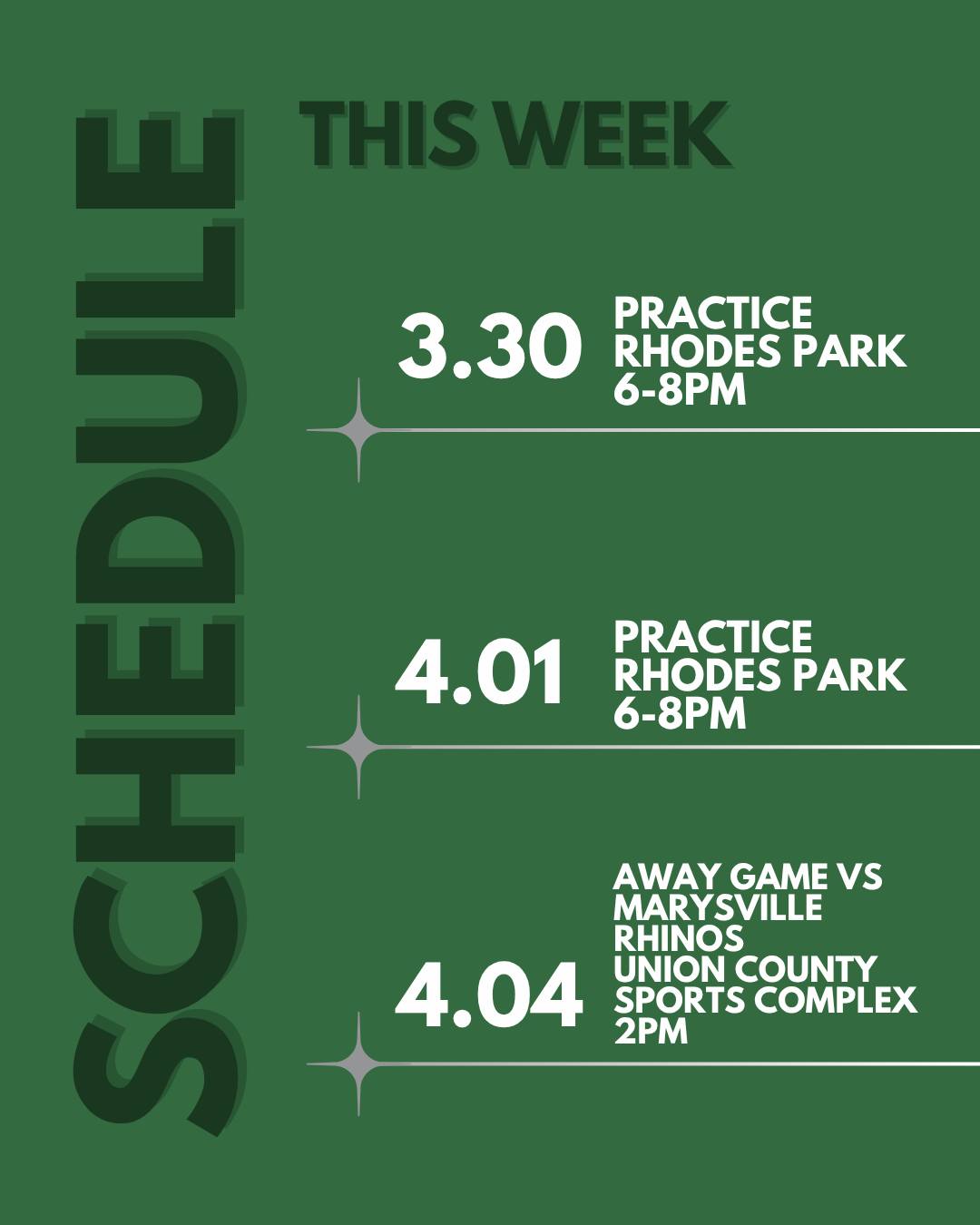 It's game week!! 🎉🏉 This week were prepping for our first game of the season! This Saturday we'll be taking on the Marysville Rhinos in Marysville. Still deciding if you should come out and join us? You should! It's never too late to join us! No experience needed. See you on the pitch! 📣