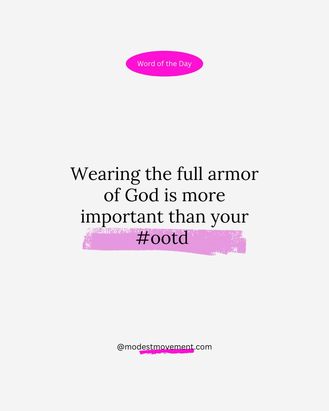 Couldn't wait to show off your outfit of the day, huh? I hope you are just as equipped for the spiritual battle as you're equipped to look your best.
"Put on all of God’s armor so that you will be able to stand firm against all strategies of the devil." - Ephesians 6:11
#modestfashion #christianquote #biblemotivation #biblequotes #modesty