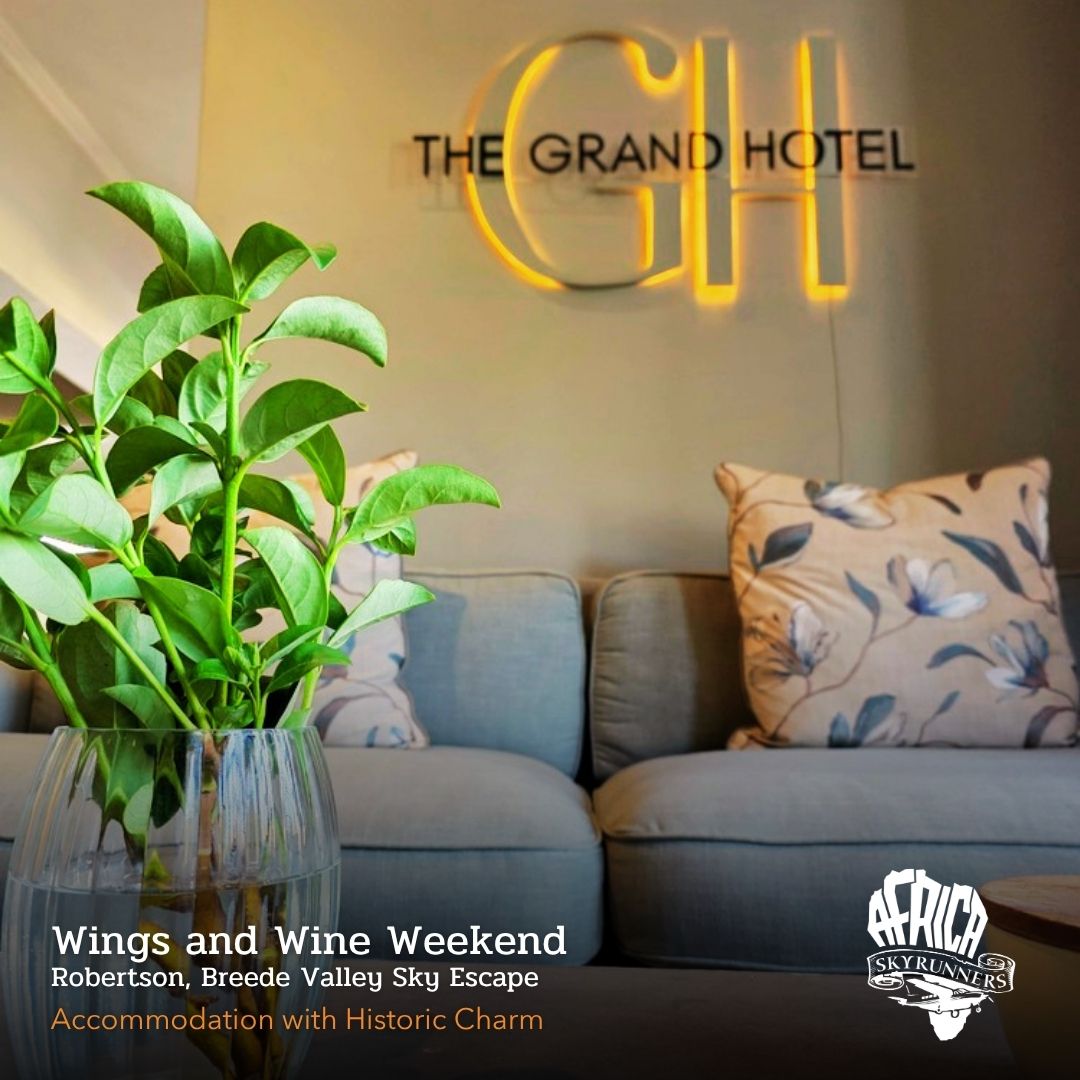 On our Africa Sky Runners Wings & Wine Weekend Breede Valley Sky Escape, settle into @thegrandhotelrobertson , a five star boutique hotel in the valley’s heart where restored heritage meets contemporary polish. Rooms are quiet and generous; between culinary experiences and wine tastings, drift to the pool terrace, shaded courtyards, and unhurried dining spaces to relax into the serenity. Transfers begin with a vintage London taxi collecting you from the Robertson Airfield – where you are immediately immersed into the ‘country calm’ feeling for a weekend of wine, unique experiences, and fun exploring Robertson.
Learn more about our Africa Sky Runners Wings and Wine Sky Escape👉 https://bit.ly/3P12cJO
📞💬+27 (0)83 760 1330 📨info@africaskyrunners.com
#TheGrandHotelRobertson #AfricaSkyRunners #ScenicFlightSouthAfrica #CoastalWilderness #CapeTownDayTrips