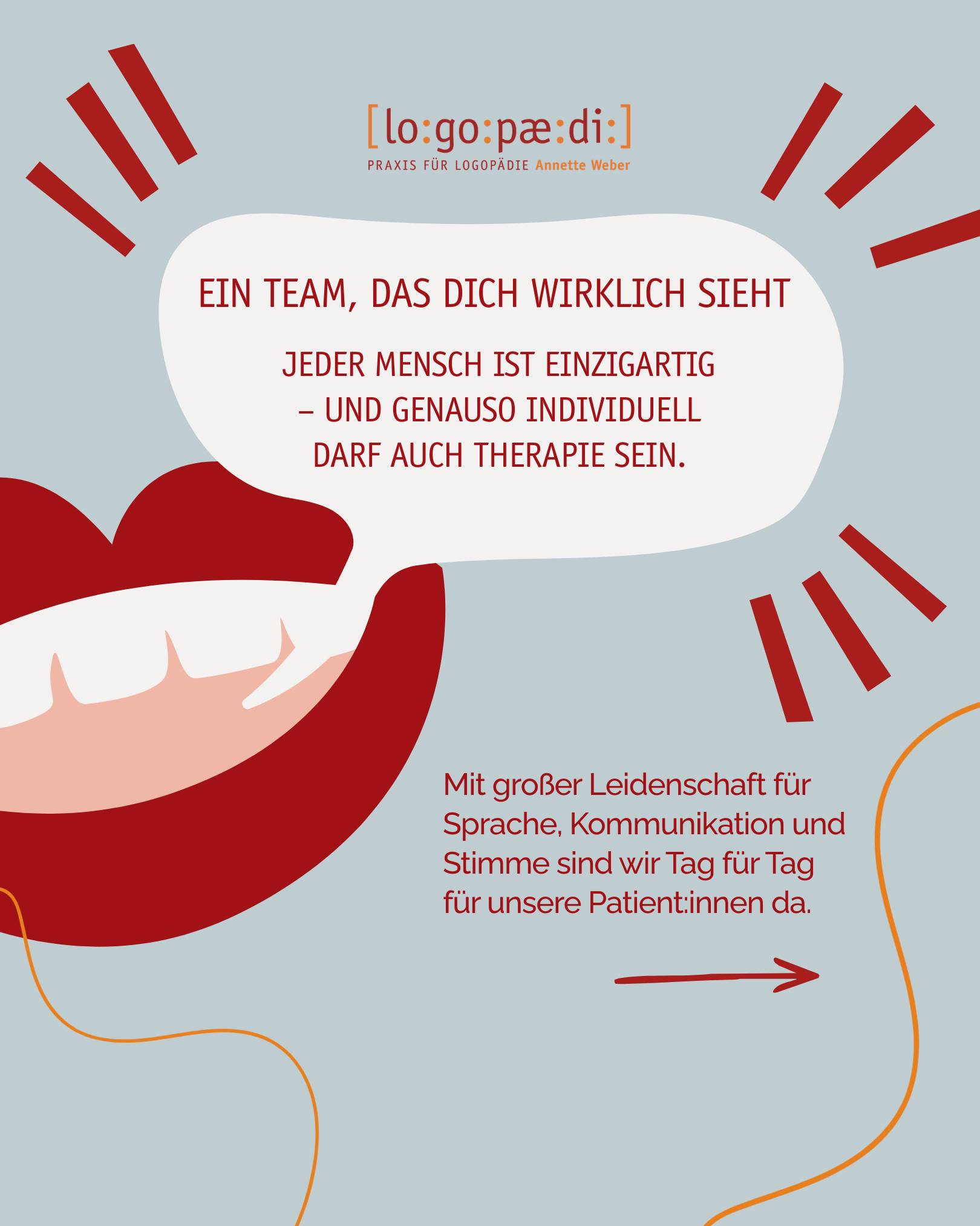 Hinter unserer Praxis steht ein erfahrenes, engagiertes und herzliches Team, das jeden Menschen mit viel Fachwissen, Empathie und echter Aufmerksamkeit begleitet. 💛
Denn wir sind überzeugt:
Jeder Mensch ist einzigartig – und genauso individuell darf auch Therapie sein.
Mit großer Leidenschaft für Sprache, Kommunikation und Stimme sind wir Tag für Tag für unsere Patient:innen da.
Wir unterstützen, ermutigen, hören zu und begleiten auf dem Weg zu mehr Kommunikationsfreude, Selbstvertrauen und Lebensqualität. 🤍
So entsteht ein Ort, an dem Vertrauen wachsen darf, Offenheit möglich ist und echte Begegnung spürbar wird.
Wie schön, dass der Weg hierhergeführt hat.
Wer uns kennenlernen möchte, ist herzlich eingeladen, Kontakt aufzunehmen – wir freuen uns auf jede Begegnung. 😊
#logopädie #sprachtherapie #kommunikation #therapiemitherz #salzkotten