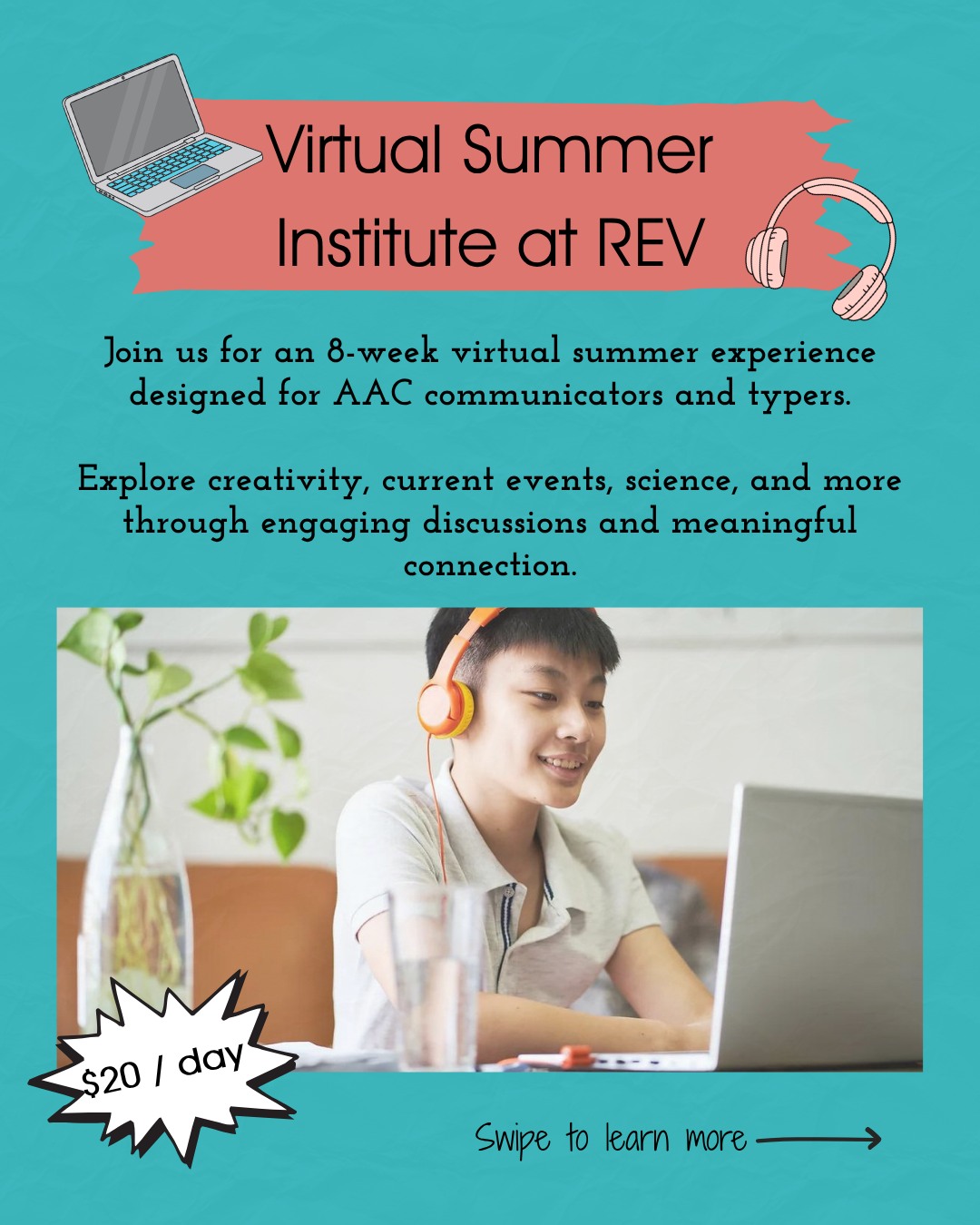 ✨ Looking for a meaningful way to learn and connect from home this summer?
Our Virtual Summer Institute is an 8-week online experience designed for AAC communicators and typers to learn, connect, and share ideas in a supportive space.
Each class includes guided instruction, opportunities to respond, and engaging discussions across topics like current events, science, history, and more.
Whether joining live or watching later, students are encouraged to participate in ways that work best for them 🤍
💻 Live on Zoom
💛 Open to learners of all communication abilities
🎥 Recordings available
💲 $20 per class
If you’re looking for a flexible, connection-centered learning experience this summer, we’d love to have you join us.
See the link in bio for the link to sign up!
#aac #aaccommunity #spellers #inclusivelearning #specialeducation #communicationforall #virtuallearning #aaceducation #reachEveryVoice