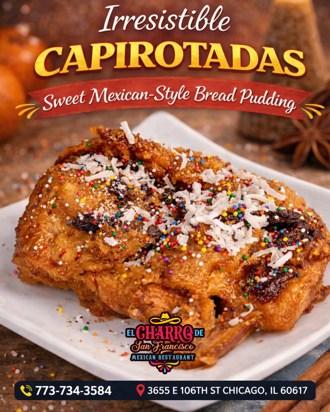 At El Charro de San Francisco, we make them the right way:
warm, soft, soaked in rich syrup with hints of cinnamon and pure love 💛
But fair warning…
👉 once you try it, you’ll keep coming back for more!
Visítanos en 3655 E. 106th St., Chicago, IL 60617 (773) 734-3584
⏰Diario: 9:00 am -10:30 pm
Síguenos y entérate de todas nuestras
noticias: https://linktr.ee/elcharro3655
#elcharrodesanfrancisco #cuaresma2026 #Capirotada #comidacuaresma #lentfood #chicagofood