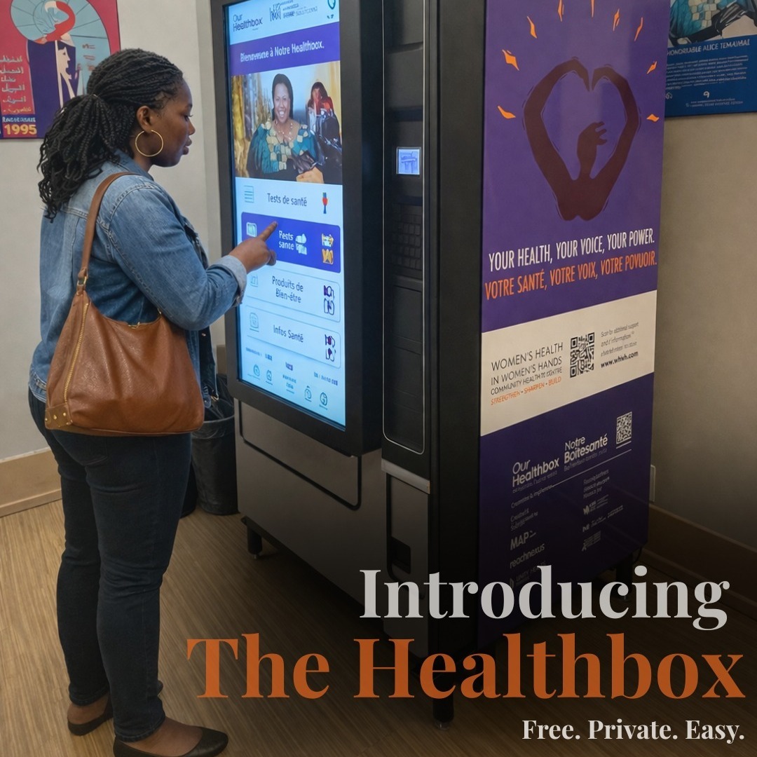 For the past few months, the Healthbox has been available at WHIWH for our community.
Located right in our space, this self-serve kiosk offers free health and hygiene tools whenever you need them.
No appointment needed.
Private.
Easy to use.
Come by and see how it can support your health and well-being.