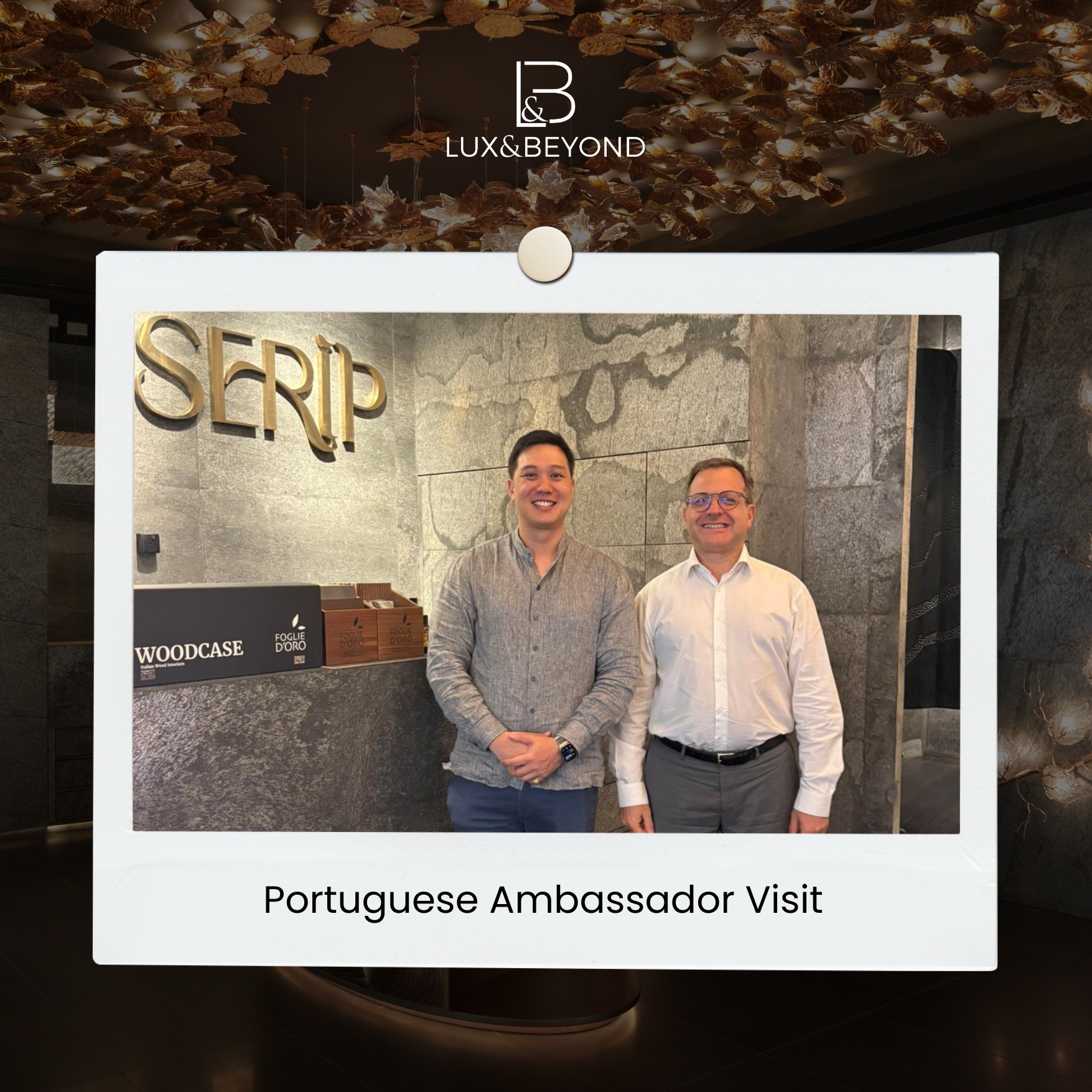 An honour to welcome the Portuguese Ambassador to Singapore, alongside AICEP Portugal Global Trade & Investment Agency, to our Serip showroom. ๐ต๐น๐ค๐ธ๐ฌ
The visit marked a meaningful exchange on Portuguese craftsmanship, heritage, and the continued collaboration in bringing exceptional design to Singapore.
At Lux & Beyond, we remain committed to curating pieces that embody authenticity, artistry, and enduring value.
Special thanks to @portugalinsg and @aicep for the visit, and to the Ambassador for the kind feature:
https://www.instagram.com/p/DWkrDSlD_Gs/?igsh=bnNrOXpsem83ejNt
#LuxAndBeyondSG #PortugueseCraftsmanship #SeripLighting #LuxuryInteriorsSG #DesignExcellence #TimelessDesign #LuxuryLifestyleSG #InteriorDesignSG #EuropeanDesign #CraftsmanshipMatters #DesignWithPurpose