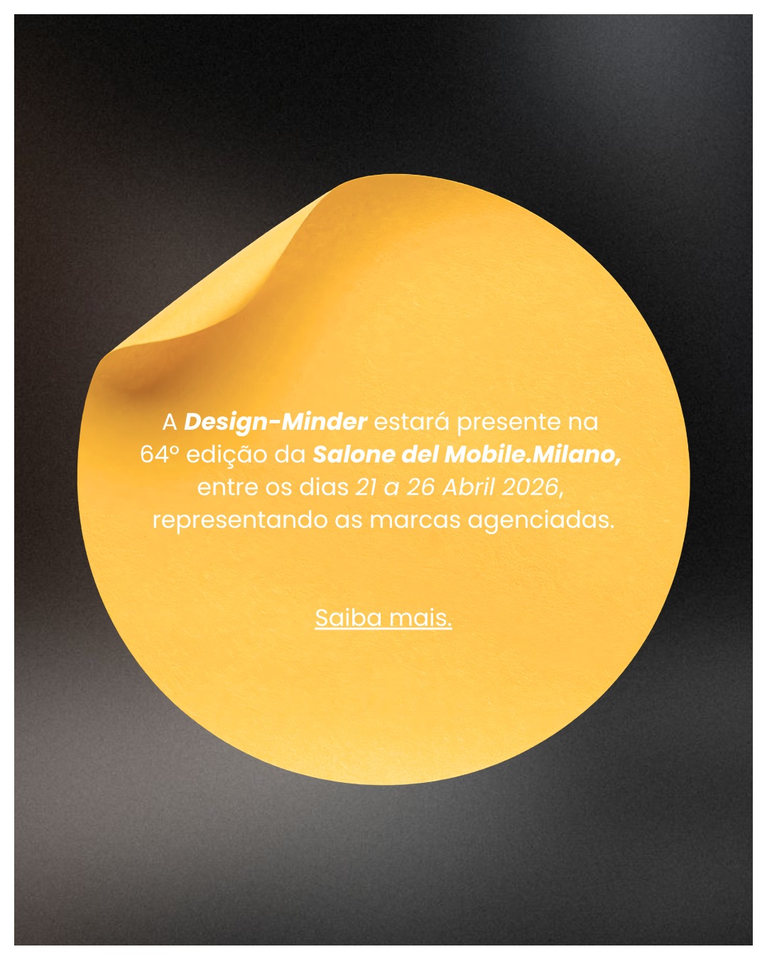 A contagem decrescente para o Salone del Mobile.Milano 2026 já começou. Mais do que uma feira, é o epicentro do design, e nós partilhámos consigo a localização dos stands e showrooms da cidade das nossas marcas agenciadas.
📅 Agende a sua visita, reunião ou apresentação através do link nos destaques ou bio!