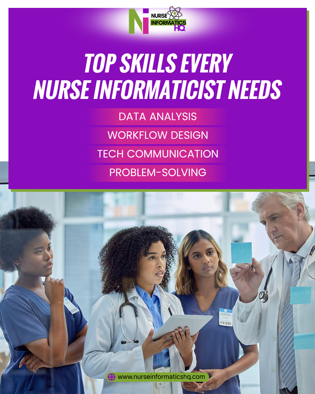 Top Skills Every Nurse Informaticist Needs 🩺💻
Ready to thrive at the intersection of healthcare and technology?
Master the skills that set top nurse informaticists apart:
🔹 Data Analysis
🔹 Workflow Design
🔹 Technical Communication
🔹 Problem-Solving
Build expertise that improves patient care and drives smarter healthcare systems.
👉 Learn more: www.nurseinformaticshq.com
#NursingInformatics #HealthcareInnovation #NurseLeaders #HealthTech #DataDrivenCare #ClinicalInformatics #NursingCareers #ProfessionalGrowth #FutureOfHealthcare #SkillDevelopment