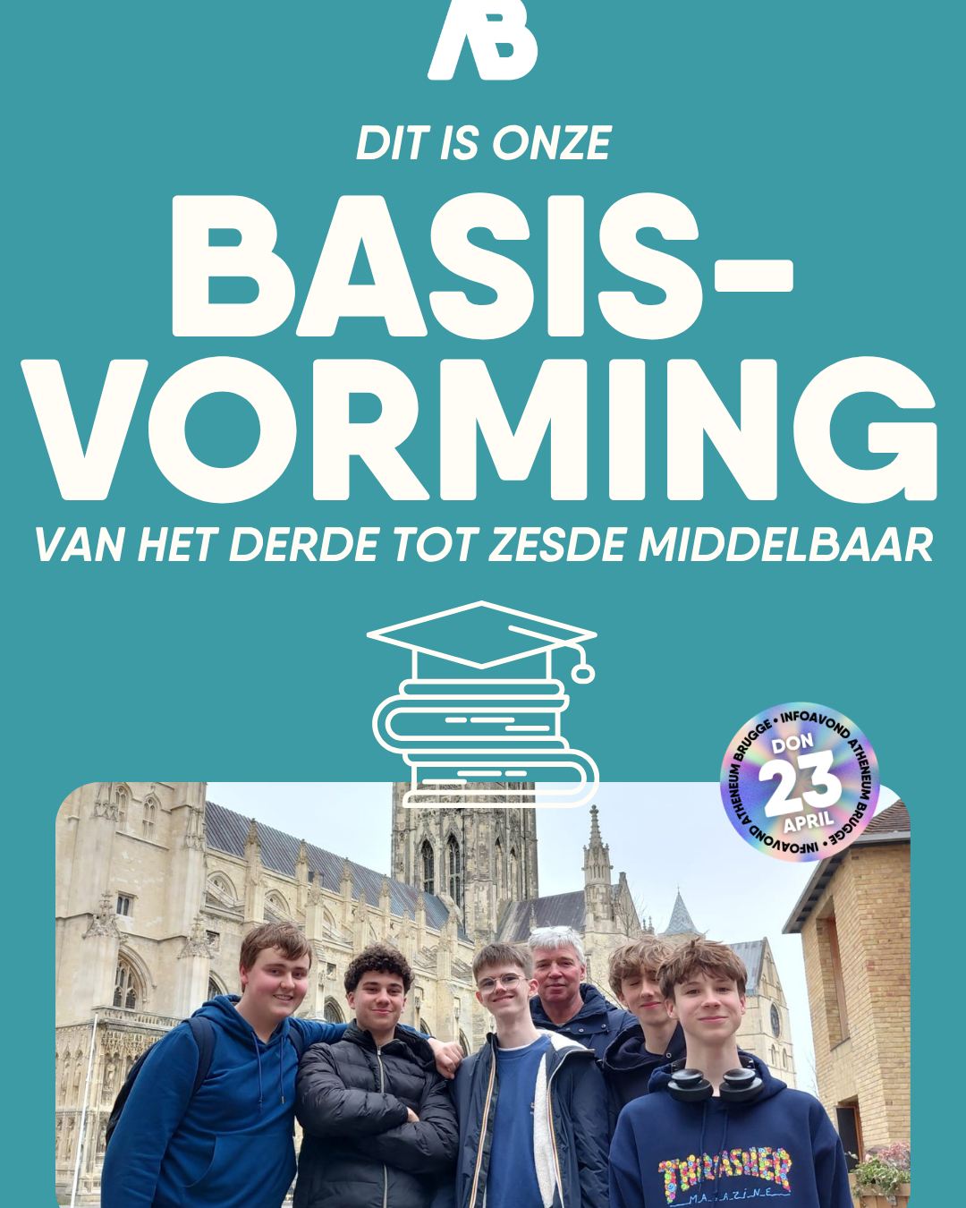 Kies je voor onze doorstroomschool, dan begint je pad bij de basisvorming. Iedereen in de tweede graad (het derde en vierde jaar) en de derde graad (het vijfde en zesde jaar) krijgt dezelfde lessen als startpunt, waarna iedere leerling een extra pakket als uitbreiding kiest (wat we de 'richting' noemen).
—
Ontdek alle mogelijkheden op atheneumbrugge.be en schrijf je meteen in voor onze infoavond op donderdag 23 april!
—
#ikbeneenatheneeër #fieroponsgo #atheneumbrugge #impact