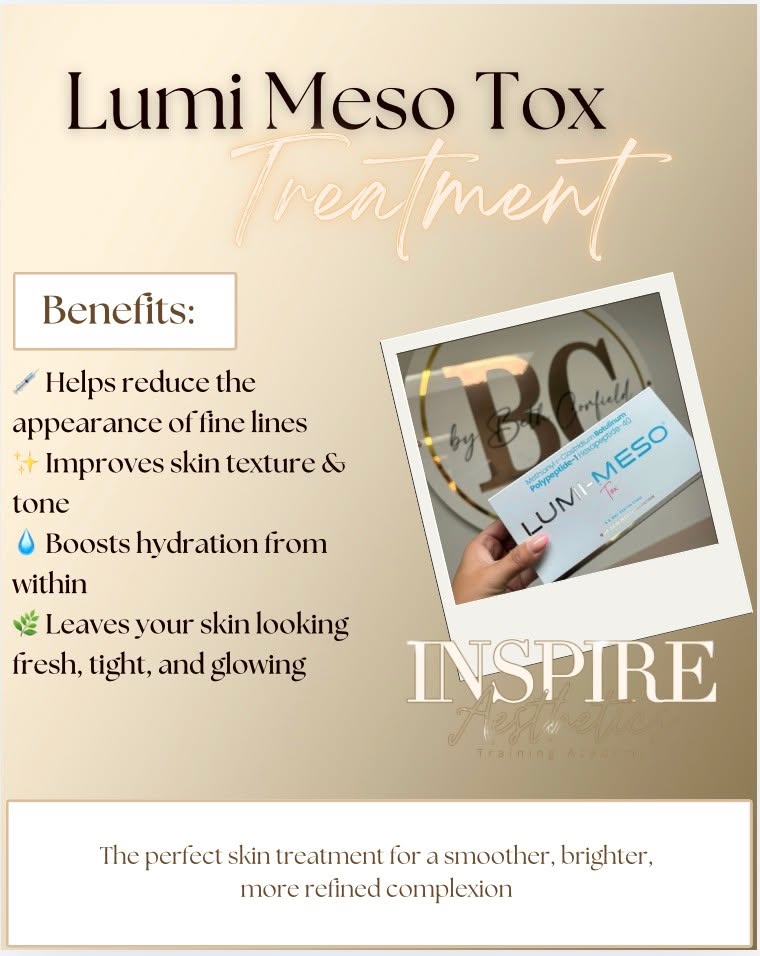 ✨ Lumi Meso Tox Treatment ✨
A skin-perfecting treatment designed for a smoother, brighter, more refined complexion 🤍
💉 Softens the appearance of fine lines
✨ Improves skin texture & overall tone
💧 Deep hydration from within
🌿 Leaves skin looking fresh, firm, and glowing
Subtle enhancements, powerful results 💫
📍 Birmingham | ⭐️ 5-Star Rated
📲 Book your mesotherapy treatment:
https://that-time.co.uk/by-beth-corfield
#MesoTox #MesotherapyBirmingham #SkinBoosters #GlowingSkin #GlowWithBeth