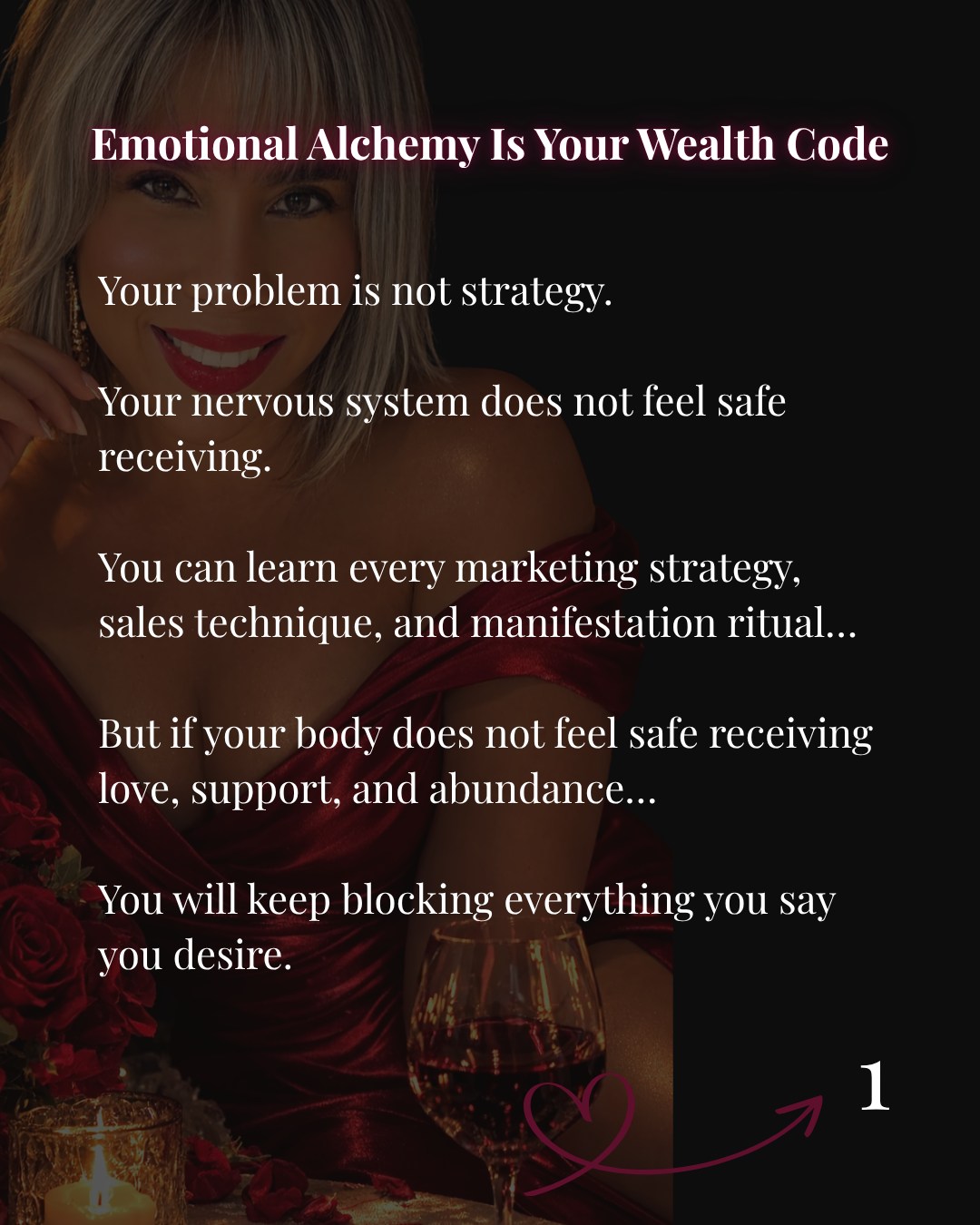 Your problem is not strategy.
Your nervous system does not feel safe receiving.
You are powerful, intelligent, and capable… yet something still feels blocked when it comes to love, money, or support.
Let’s be honest. Many successful women suppress their emotions and call it strength.
But emotional suppression slowly drains your relationships, your leadership, and your ability to receive.
Your nervous system decides what feels safe to receive.
As an Emotional Generator with the Emotional Alchemy channel, I guide women to transform emotional pressure into freedom, love, and wealth.
If you feel ready to release emotional leaks and recalibrate your energy…
Comment LOVE and I’ll send you the details for The Love Frequency Activation.