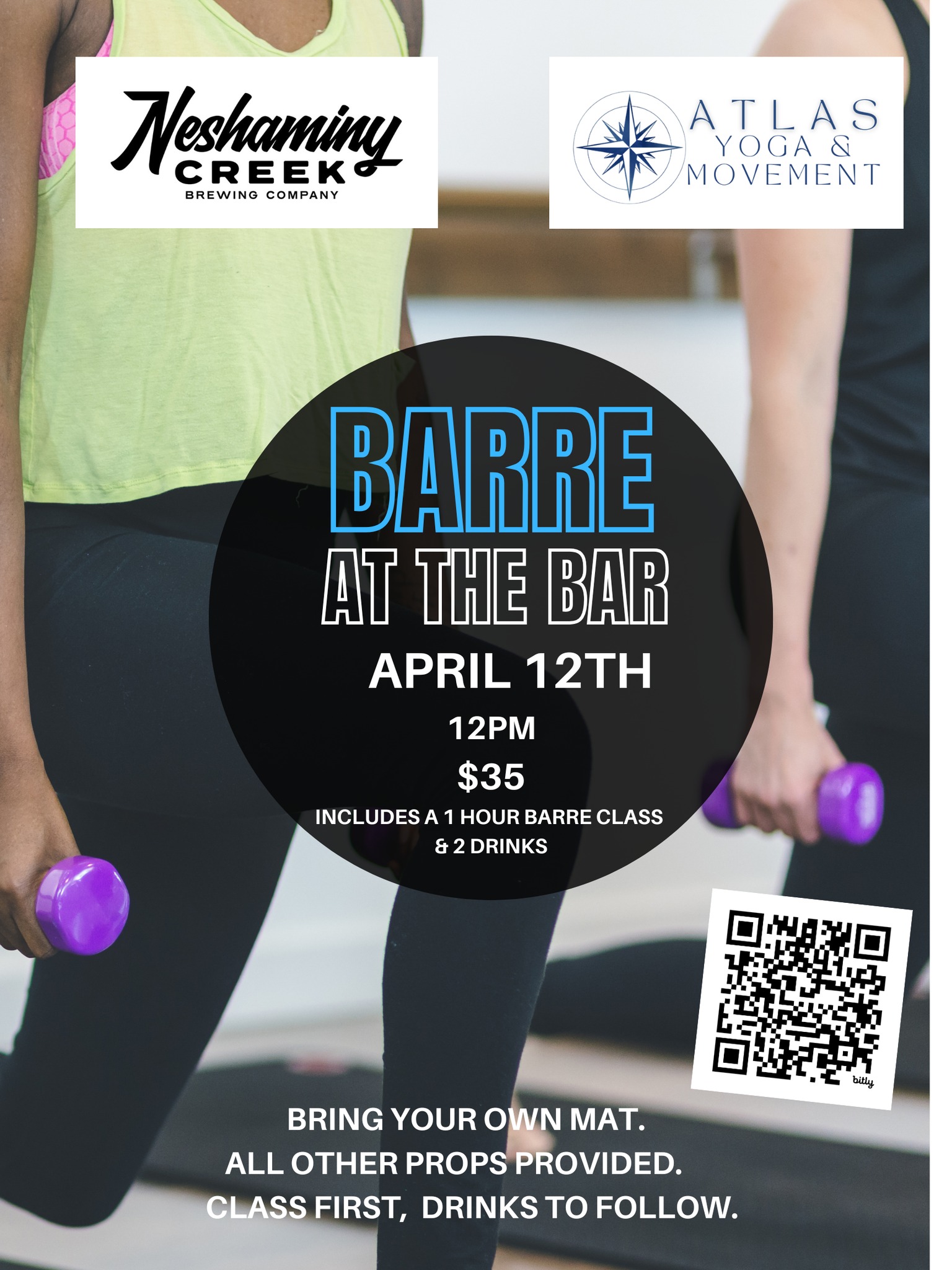 Barre. Beer. Good Vibes. 🍻
We’re taking Barre out of the studio and into the brewery.
Join us at Neshaminy Creek Brewing Company for a burning-good barre class followed by well-earned drinks in the taproom.
🔥 Full-body barre workout
🍺 2 drinks included (NA options available)
🧘 All props provided — just bring your mat
Sunday, April 12 | 12PM
Move together. Sweat a little. Sip a little.
This one’s going to be fun!!
Visit our website to register or click here:
https://www.vagaro.com/cl/uSUVxNb2T0r3Ms4mTbU2KwShtHArFqJFnPOLWCEVdVQ=