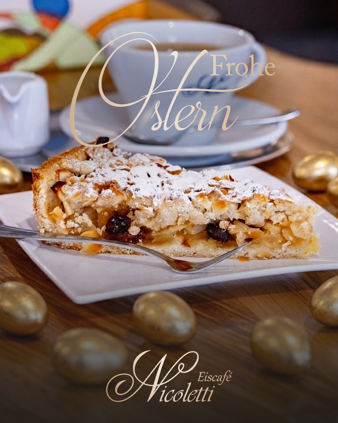 🐣 Frohe Ostern wünscht Euch das Nicoletti Eiscafé! 🌷
Wir sind täglich für Euch geöffnet – auch an den Feiertagen! Kommt vorbei und genießt unseren traditionellen italienischen Osterkuchen – frisch gebacken und mit ganz viel Liebe! 🇮🇹🍰
Lasst Euch von süßen Momenten verzaubern – wir freuen uns auf Euren Besuch!
www.eiscafe-nicoletti.de
#FroheOstern #Nicoletti #Konstanz