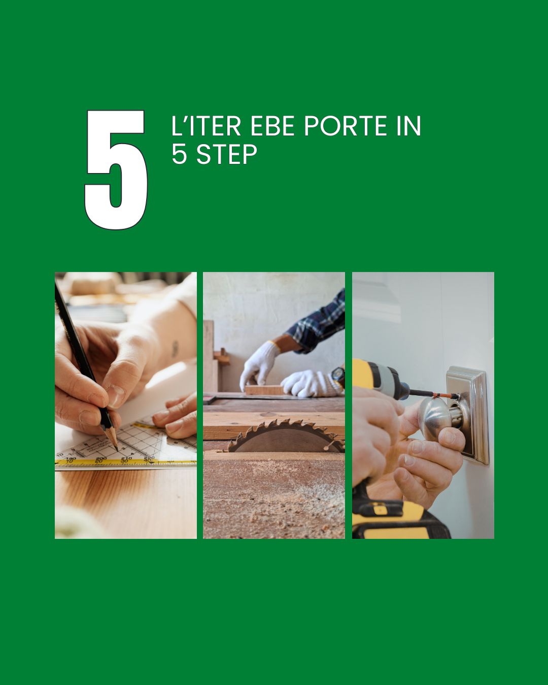 Come nasce la tua nuova porta Ebe?
Ecco il nostro viaggio insieme, dal primo contatto alla posa perfetta. 🚪✨
Affidare la propria casa a qualcuno è una questione di fiducia.
In@ebeporte abbiamo reso il processo semplice, trasparente e certificato ISO 9001:
1️⃣ Primo Contatto & Consulenza "ad personam": non vendiamo solo porte, ascoltiamo i tuoi sogni nel nostro showroom.
2️⃣ Preventivo su misura: trasparente e dettagliato, per ottimizzare spazi e budget.
3️⃣ Sopralluogo gratuito: i nostri esperti vengono da te per rilievi millimetrici. Zero errori, massima precisione.
4️⃣ Produzione & Ordine: la qualità italiana prende forma nei nostri laboratori.
5️⃣ Consegna e posa qualificata: il momento finale, dove la nostra esperienza trentennale garantisce un montaggio a regola d'arte.
Scegliere Ebe Porte significa scegliere la tranquillità di un unico referente.
👉 Vuoi iniziare il tuo progetto? Clicca il link in bio e prenotab una consulenza gratuita!
#EbePorte #PorteItaliane #Cercenasco #RistrutturazioneCasa #PosaCertificata #InteriorDesignTorino
EBE PORTE:
📍 via Manzoni, 1 Cercenasco (TO)
📞 +39 011 980 97 30
🌐 www.ebeporte.it