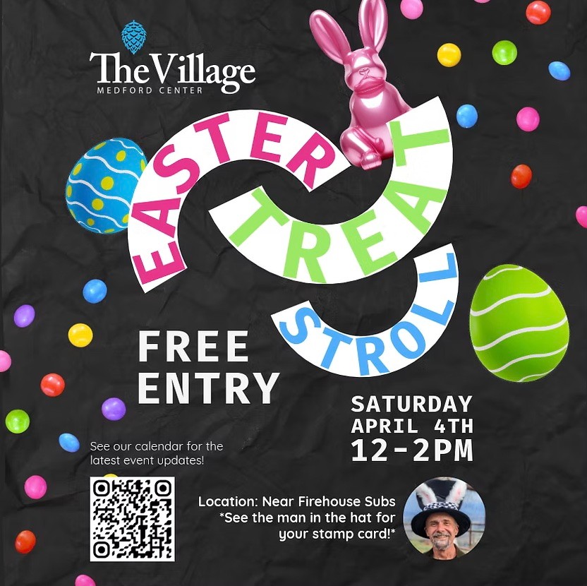 Happy Easter Stroll day! 🐰 What a beautiful day here at The Village at Medford Center - it's the perfect place to hunt for treats, fill your baskets, and soak in all the festive fun.
We'll be strolling for treats around The Village today from noon to 2pm!
Find The Man in the Mad Hatter Bunny Hat near Firehouse Subs to get your Official Treat Stroll Map. Use the map to find all the businesses you need to visit before completing the Egg Hunt Map.
After you've visited all participating businesses, you will return your finished map back to The Man in the Mad Hatter Bunny Hat for your chance to win one of our grand prizes thanks to these participating businesses: @violetsandcream, @kid2kidmedford, @getairsports, @red_robin_of_medford, @panache.dance, @rossdressforless, @theupsstore1239, @tapandvine559, @uptownmedford, @claw_planet_medford, @village.fitness.medford!
@miniso.usa is having their GRAND OPENING today too! Come by MINISO at 11AM for Grand Opening goodies before the Easter Treat Stroll.
After enjoying the Stroll, stick around for lunch at Red Robin or @punkysdinerandpies. It's the perfect family Saturday in Medford!
Check out all of the shops around The Village on our website:
https://www.thevillagemedfordcenter.com/shops
#EasterTreatStroll #thevillagemedfordcenter #MINISO #MINISOGrandOpening #southernoregonevents #roguevalleyevents #medfordor #easterweekend #southernoregon