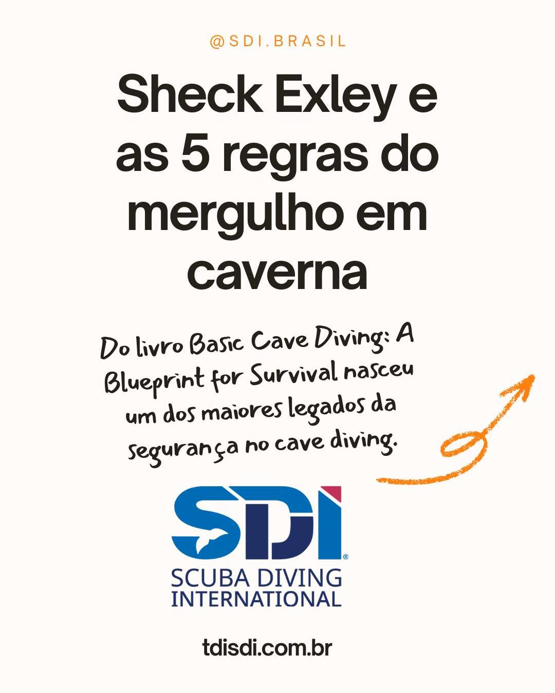 No mergulho em caverna, a margem para erro é mínima.
Foi por isso que Sheck Exley marcou a história.
Ao analisar acidentes e padrões de falha, ele ajudou a consolidar as 5 regras que todo mergulhador de caverna deveria carregar para sempre:
T – Training , G – Guideline, A – Air / Gas Management, D – Depth, L – Lights
Simples de lembrar.Vitais de respeitar.
Thank God All Divers Live não é só uma frase.
É um lembrete brutal de que, em caverna, sobrevivência depende de disciplina.
Sheck Exley não foi apenas um explorador lendário. Foi um verdadeiro guru do mergulho em caverna. E seu legado continua vivo em cada mergulho feito da forma certa.
#SheckExley #CaveDiving #MergulhoEmCaverna #CaveDiver #TechnicalDiving #TDI #MergulhoTécnico #SegurançaNoMergulho