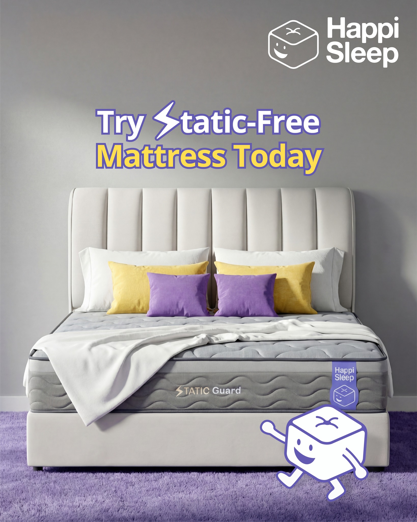 Ready to level up your sleep game? 😴✨
One lie-down is all it takes — no static, no tension, just smooth, comfy vibes.
Cubie’s already made the switch… now it’s your turn 👀
Come try the Static Guard Mattress at your nearest Happi Sleep store!
#HappiSleep #DreamWithUs #ZeroZap #StaticFreeSleep