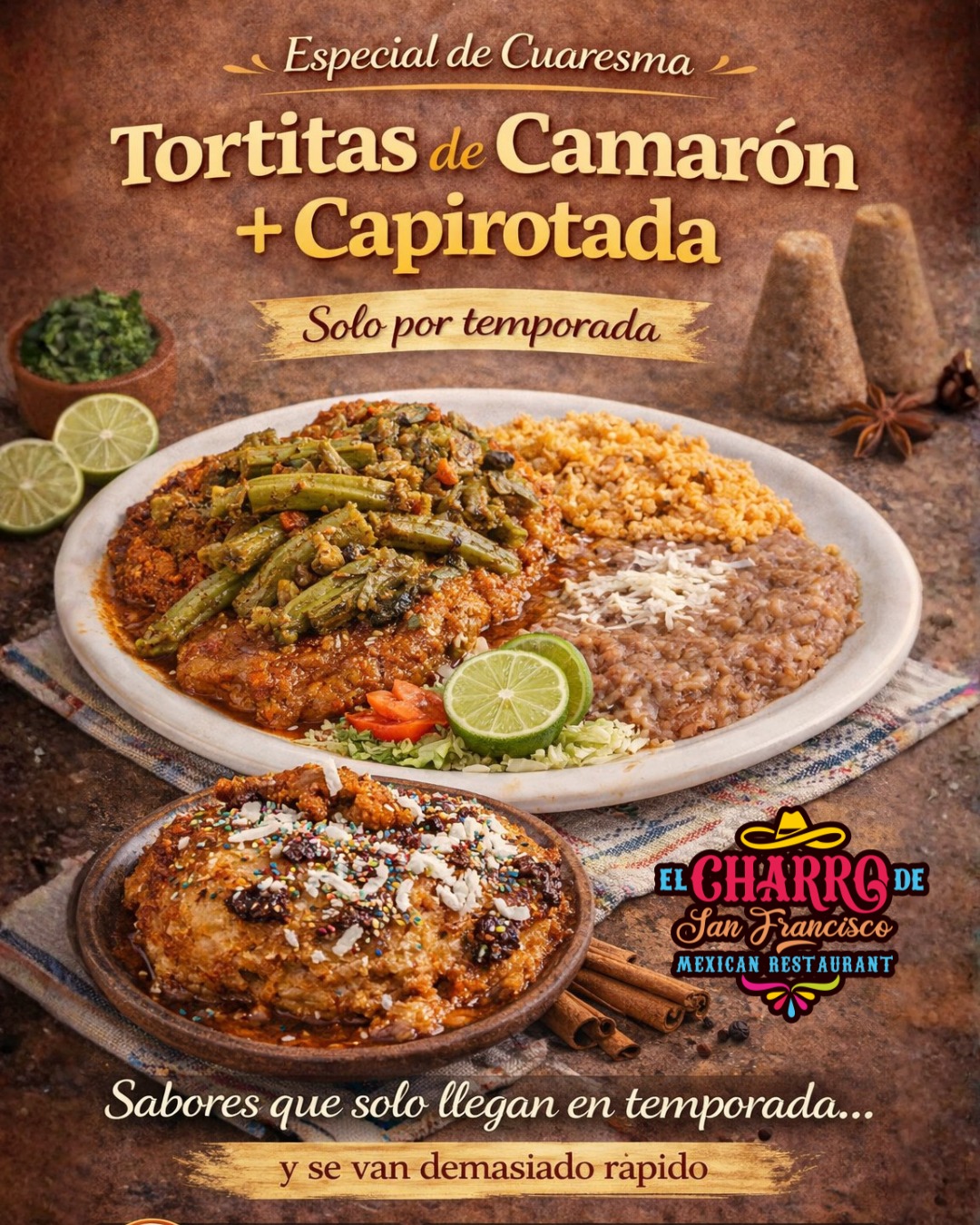 It only comes once a year… and when it’s gone, you miss it. 🤤🔥
Shrimp patties + capirotada at El Charro de San Francisco — the Lenten flavor you can’t miss.
⚠️ Available for a limited time… and selling fast.
👉 Come today or order now before it’s gone.
Visit us at 3655 E. 106th St., Chicago, IL 60617 (773) 734-3584
⏰Daily: 9:00 am -10:30 pm
Síguenos y entérate de todas nuestras noticias: https://linktr.ee/elcharro3655
#elcharrodesanfrancisco #Lent2026 #comidacuaresma #promofoodie #ComidaMexicanaChicago