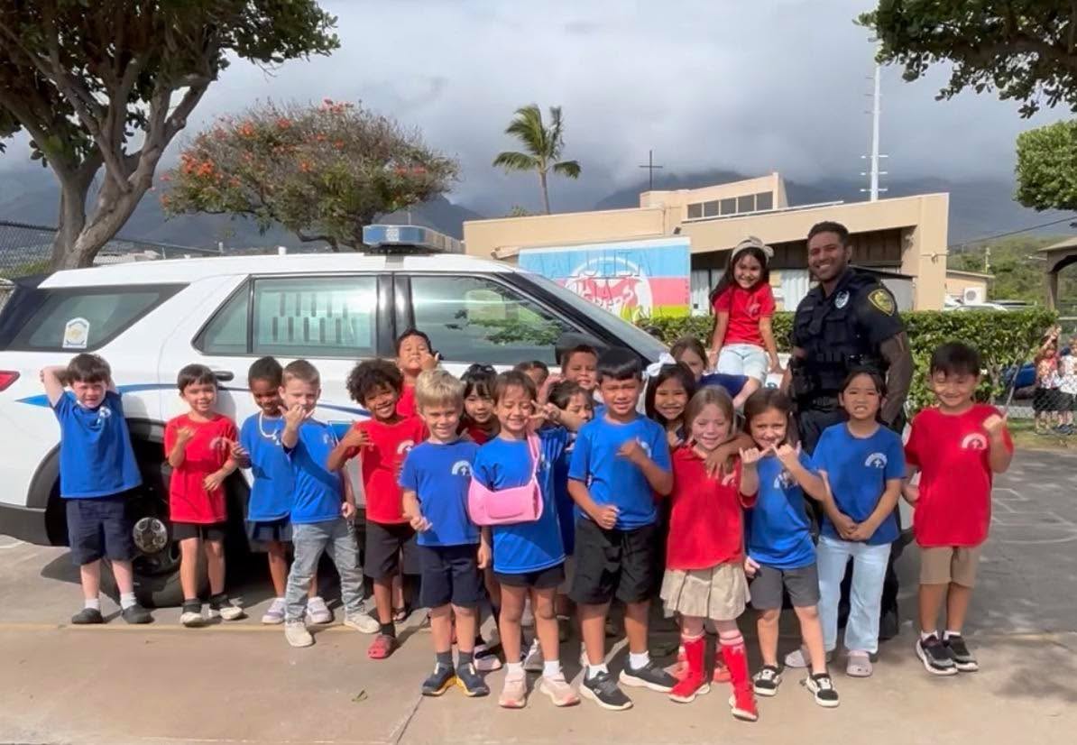 Our Kindergarten class had a special visit from MPD Friday for a fun and educational learning experience! The students loved the chance to meet our community helpers, learn more about what they do, and ask questions along the way.
Mahalo to MPD for taking the time to stop by and make such a positive impact on our keiki!
#EmmanuelLutheranSchool #ELSMaui #ELSKindergarten #CommunityHelpers #MahaloMPD #LearningBeyondTheClassroom