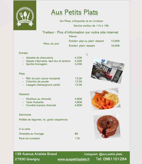 Menu du jour mercredi 8 avril.