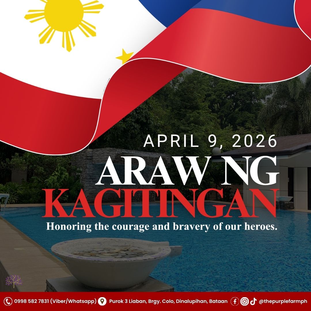 Today, we honor the courage that shaped our freedom.
This April 9, we remember the bravery and sacrifice of our heroes.
Take a moment to reflect, relax, and celebrate their legacy in a place of peace and comfort. ✨
#ArawNgKagitingan #DayOfValor #PhilippineHeroes #HonorAndBravery #ThePurpleFarmPH