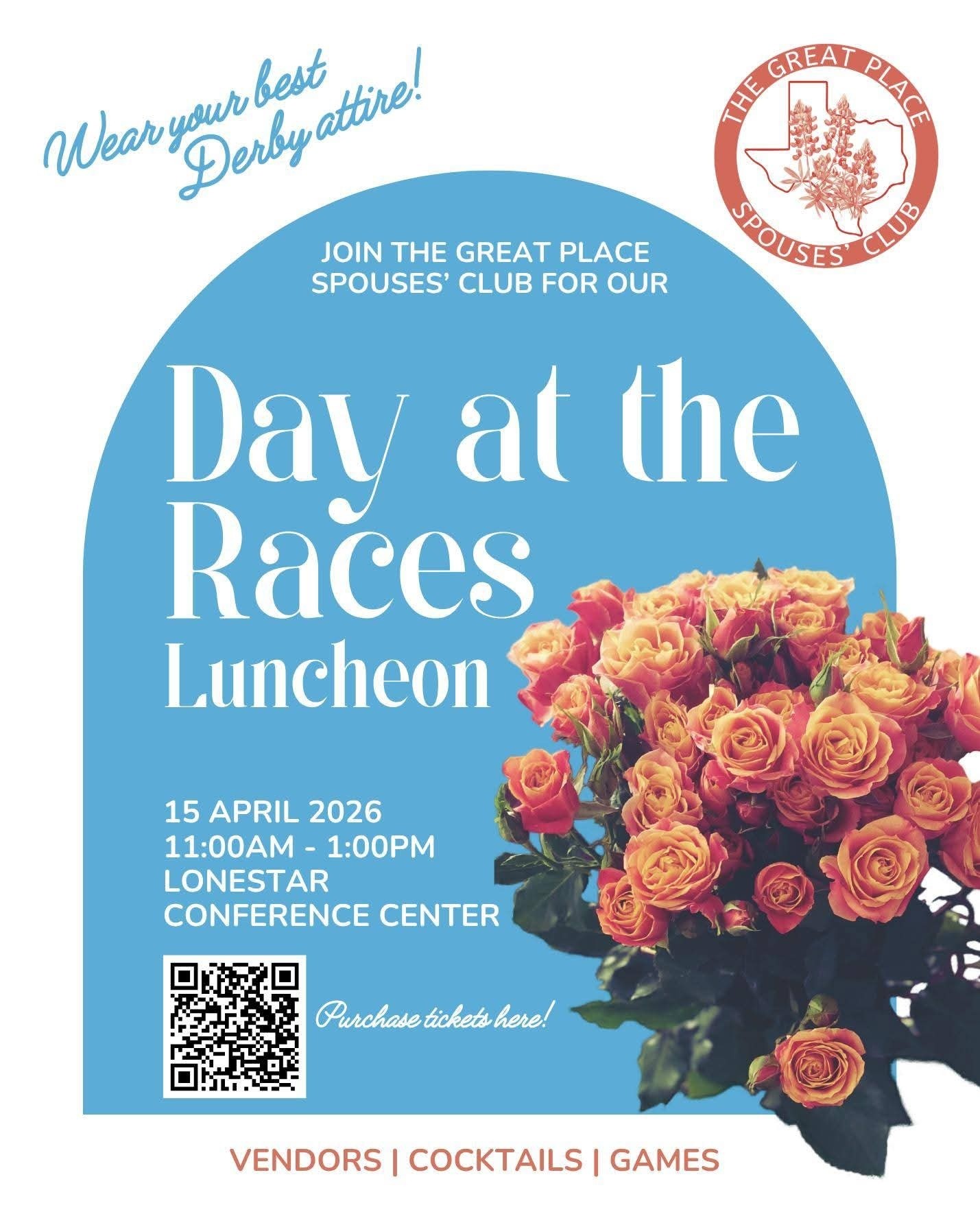 You have 3 days left to get your tickets to our a derby Day at the Races luncheon!!!
We have over ten vendors, an amazing bar with signature cocktails and mocktails and mimosas, games, and prizes!
For our April outreach, we will be collecting donations for GTC United, a local nonprofit that supports veterans in our community. Check out the flyer and bring in items for an additional opportunity ticket 🎟