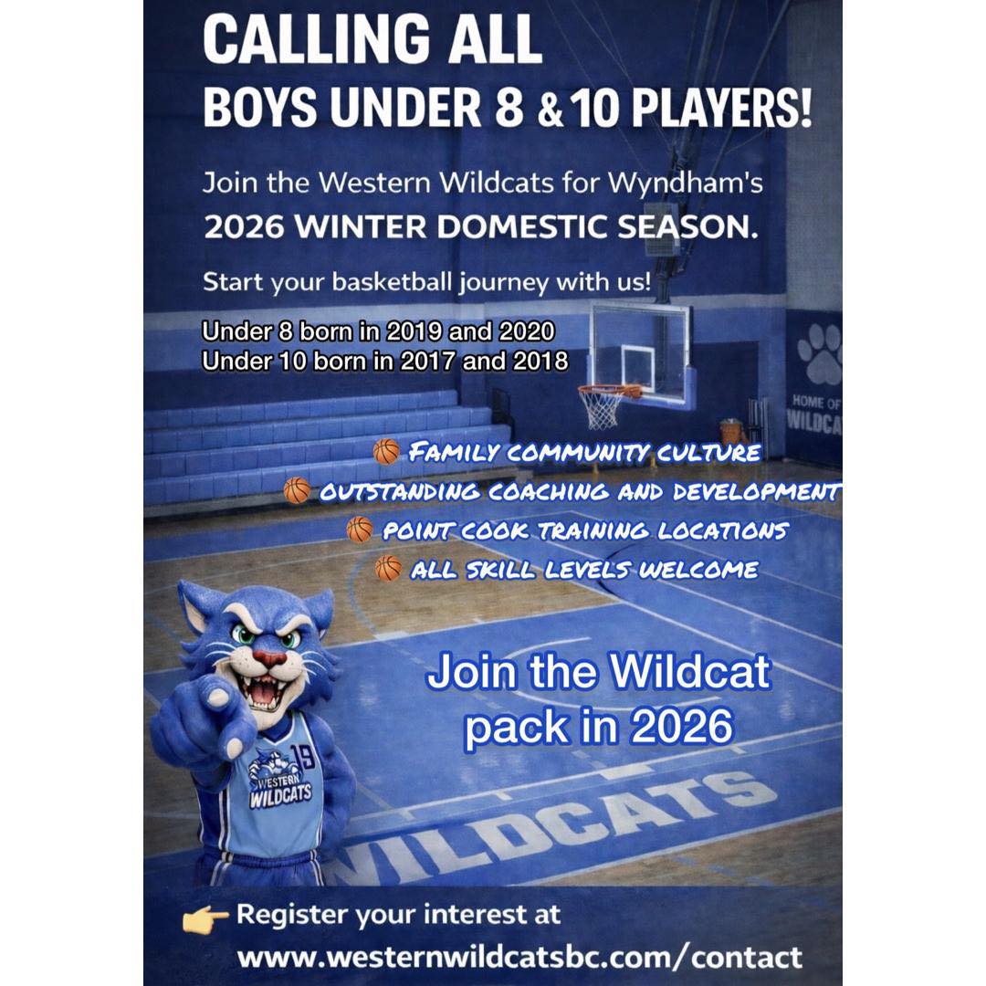 ๐ CALLING ALL FUTURE WILDCATS! ๐พ
Got a young baller ready to hit the court? Nowโs the perfect time to get involved with the Western Wildcats for the 2026 Winter Domestic Season!
Weโre welcoming:
๐ Boys Under 8 (born 2019 & 2020)
๐ Boys Under 10 (born 2017 & 2018)
Why join us?
๐ Family-first community
๐ Quality coaching & development
๐ Local Point Cook training
๐ All skill levels welcome
Whether your child is just starting out or already loves the game, this is where their basketball journey begins ๐
๐ฅ Join the Wildcat pack in 2026!
๐ Register your interest now:
www.westernwildcatsbc.com/contact
#westernwildcatsbasketball #FutureStars #WildcatPack