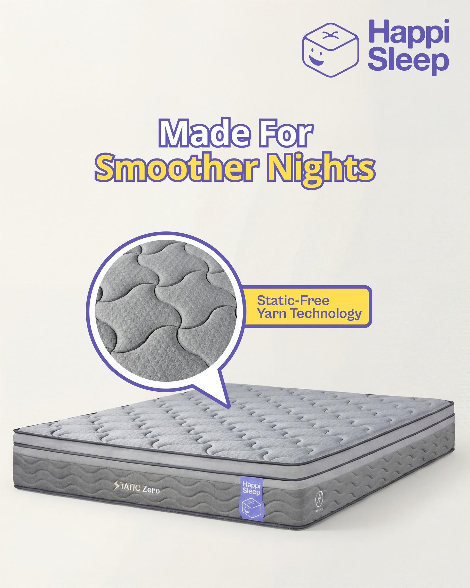 Zoom in… and feel the difference ✨
Soft, calm, zero sparks — this isn’t just fabric, it’s your new sleep mood 😌
Woven with Static-Free Yarn Technology, it helps release hidden tension and discharge static from your body and bedding, so you can drift into deeper, calmer sleep.
#HappiSleep #DreamWithUs #ZeroZap #StaticFreeSleep