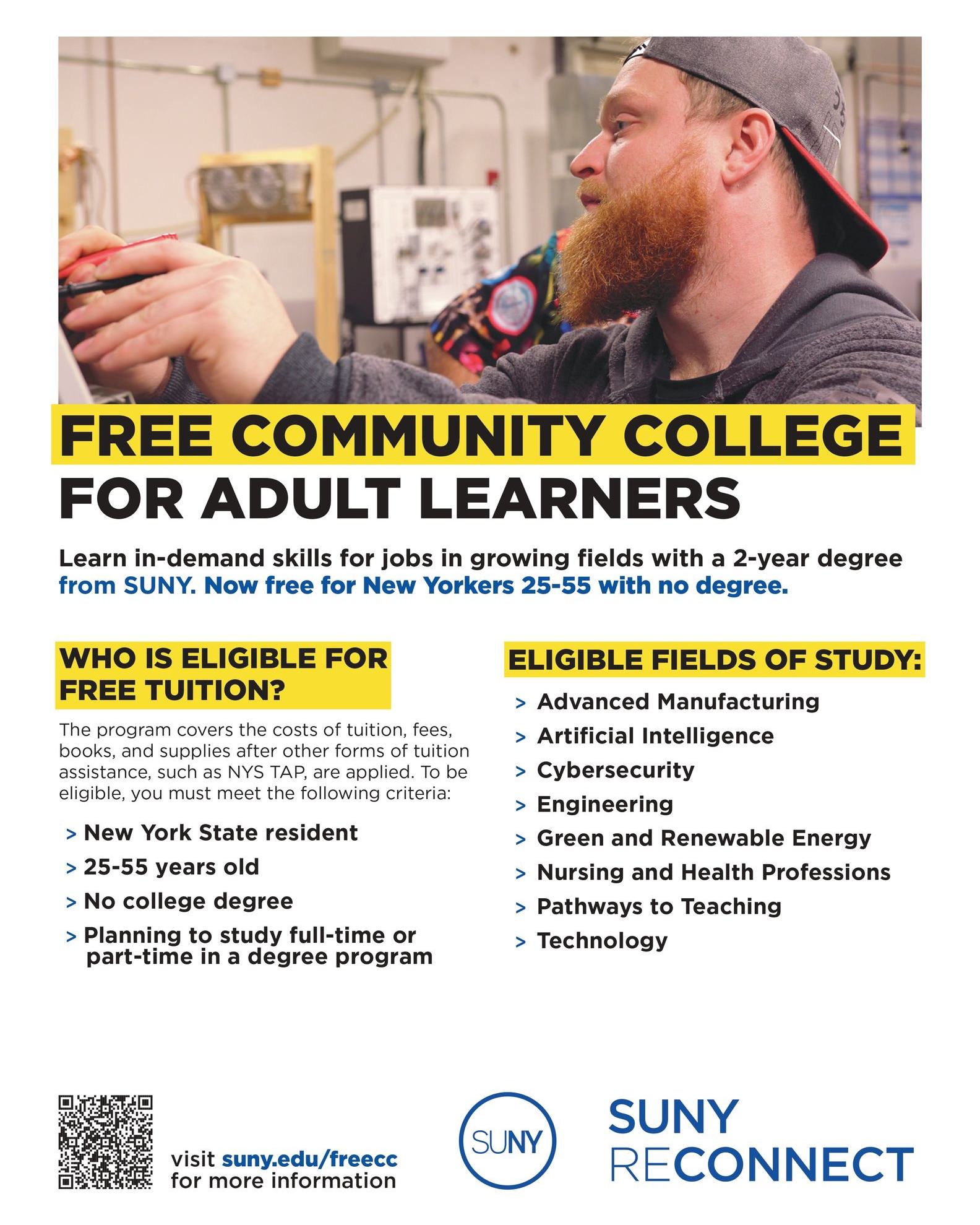 Thinking about going back to school? 👀 New York is offering FREE community college for eligible adults.
If you are 25 to 55 with no college degree, you may qualify to earn a 2 year degree at no cost through SUNY.
Visit suny.edu/freecc to learn more and apply! It's NEVER too late!
#NewDayJobs #FreeCollege #SUNY #CareerChange #JobSearch #JobSeekers #CareerGrowth #CareerDevelopment #FindAJob #GetHired #Opportunities #WorkforceDevelopment #Upskill #Reskill #SkillUp #LearnSomethingNew #EducationMatters #TechCareers #HealthcareCareers #CybersecurityJobs #AITech #NursingJobs #TradeCareers #SecondChanceJobs #FairChanceHiring #ReentrySupport #JusticeImpacted #RochesterNY #BuffaloNY #SyracuseNY