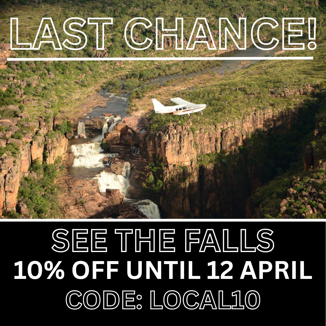 Heading to Kakadu these school holidays? 🌿✨
Take the opportunity to see the waterfalls before the dry season and enjoy 10% off our scenic flights. Perfect for the whole family!
Use code LOCAL10 when booking or call our reservations team on 1800 089 113.
Valid until 12 April 2026.
Tourism Top End
@seekakadu