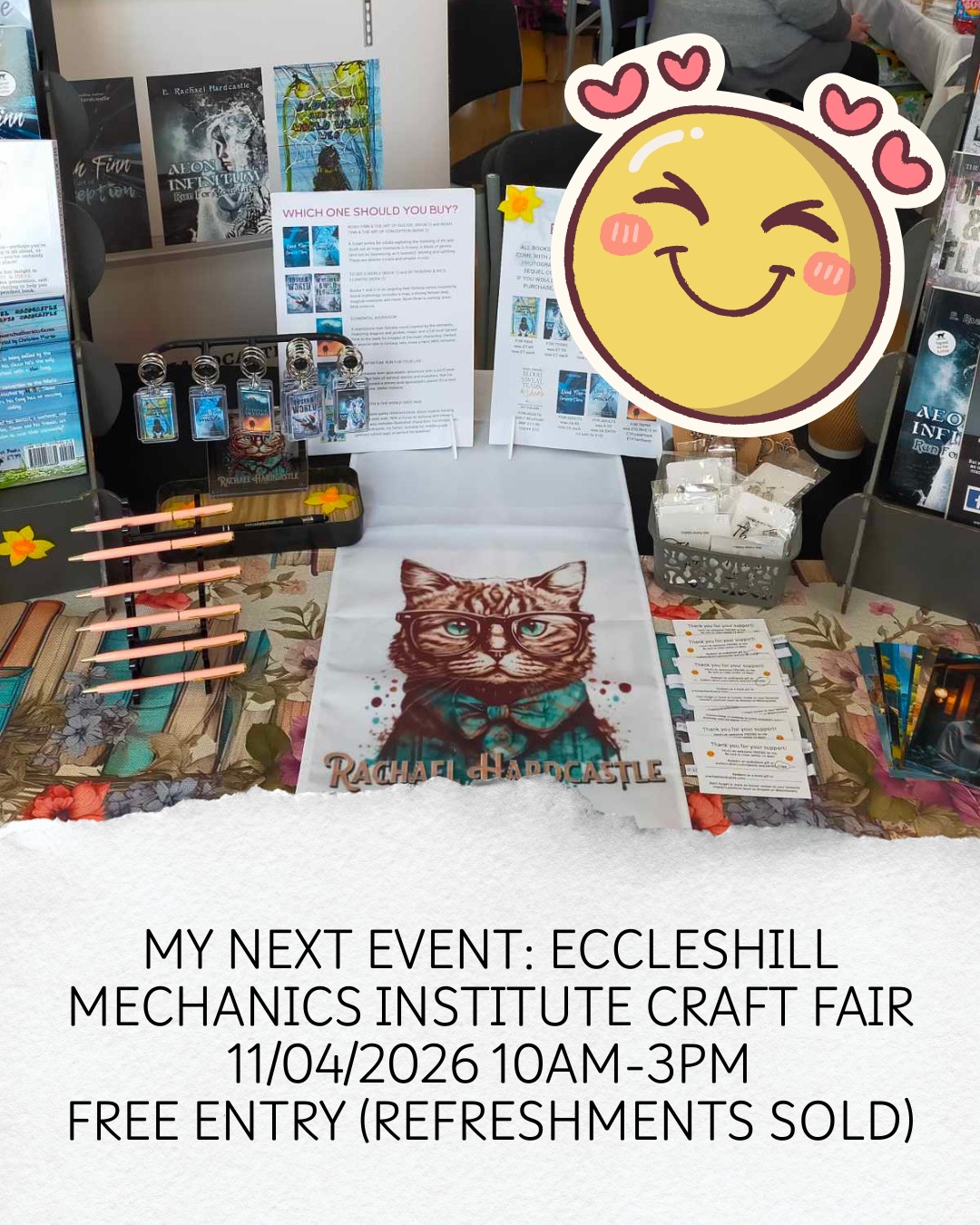 My next event will be a craft fair at the Eccleshill Mechanics Institute, Bradford on Saturday 11/04/2026 between 10am and 3pm. I'll be bringing along SIGNED copies of all my novels, including my bestsellers, all at a discounted price with a FREE bookmark.
Entry is FREE (event is upstairs), and there are refreshments available in the cafe downstairs.
#booksigning #craftfair #craftfairseason #nowreading #authorslife #fantasybookseries