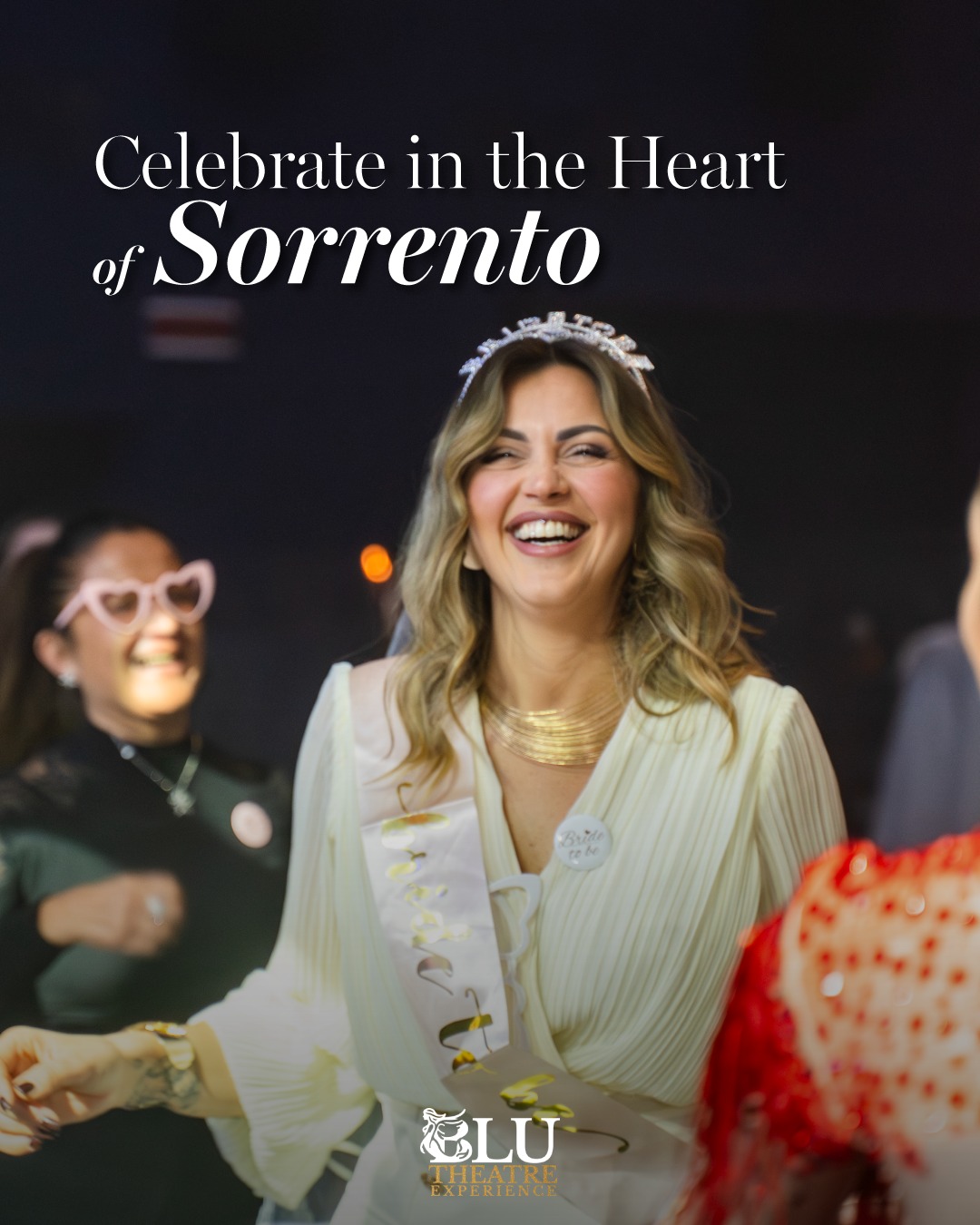Ci sono momenti che meritano qualcosa in piรน.
Festeggia il tuo nel cuore di Sorrento, in una location che trasforma ogni occasione in unโesperienza da ricordare.
Atmosfera unica, show e allestimenti su misura.
๐ Prenota la tua serata!
๐๐๐ฆ๐๐๐๐ง๐ ๐๐ก๐๐๐ก๐ง๐๐ฅ๐ ๐ซ
๐ Corso Italia, 219, Sorrento (NA)
๐ฒ 0818772048 | 3319925853
๐ง info@blutheatre.it
๐ blutheatresorrento.it
#BluTheatre