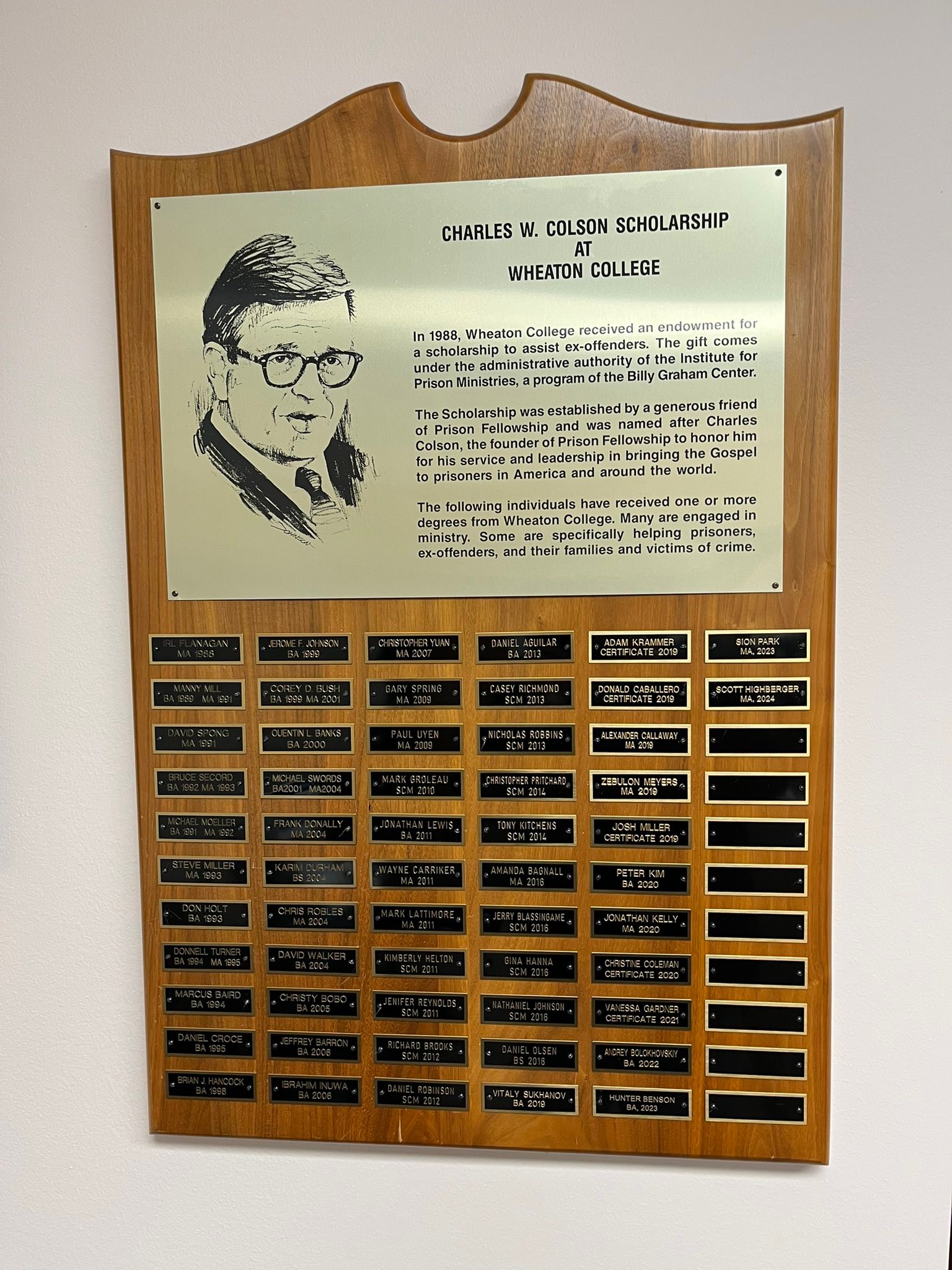 I had the opportunity to visit the correctional ministries institute at Wheaton College, where I received the Charles Colson scholarship. I earned a master’s degree with the tuition covered! I’m so grateful to God and Wheaton!