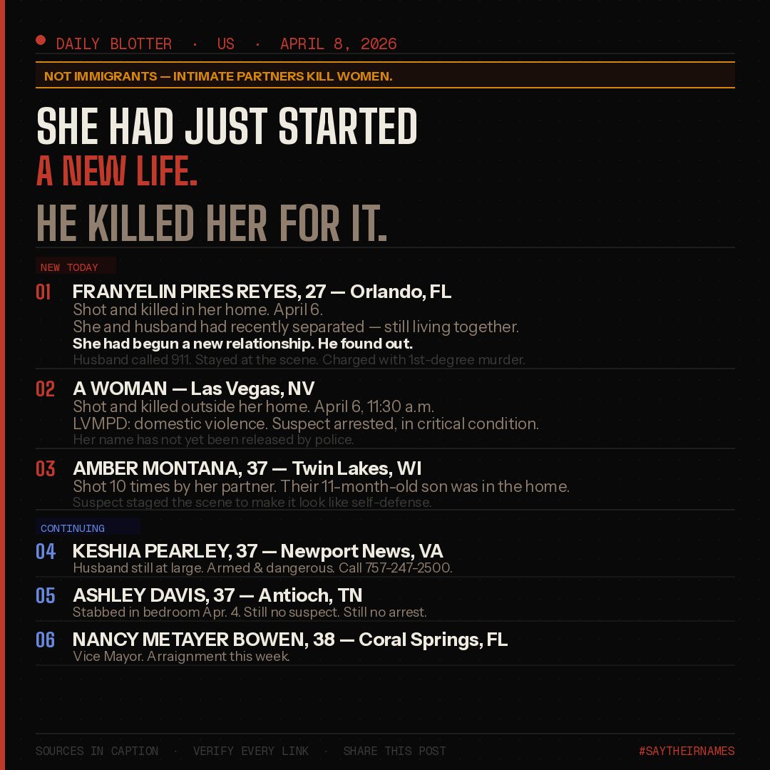 🔴 NOT IMMIGRANTS — intimate partners kill women. She started a new life. He killed her for it. Links in bio. #SayHerName