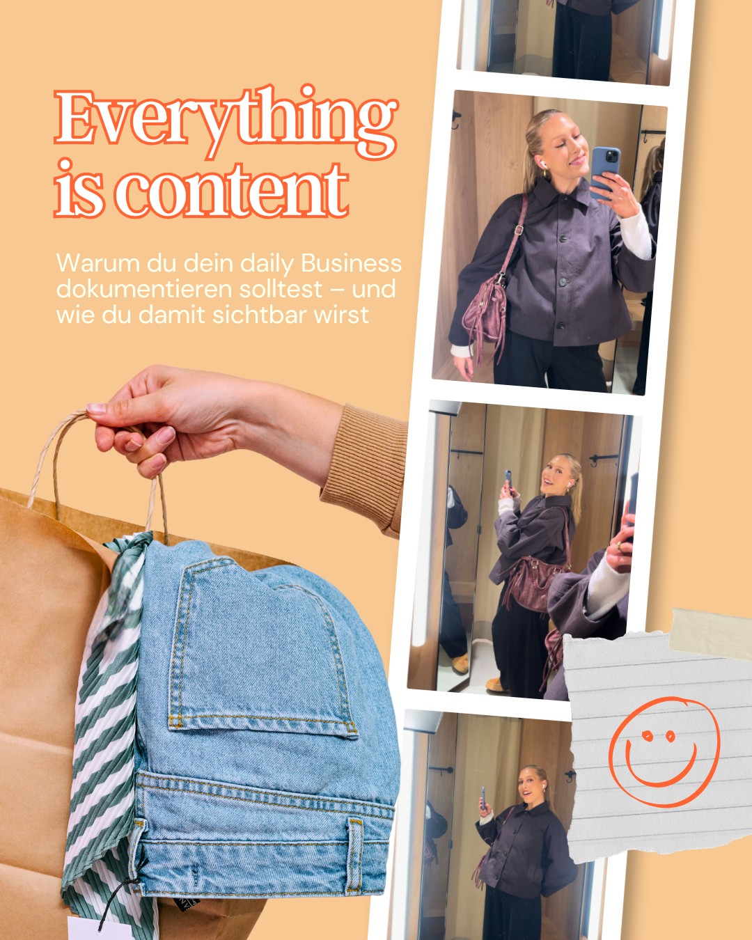 Everything is content. 📸
Oder anders: Dein Alltag ist interessanter, als du denkst.
Du brauchst nicht ständig neue Ideen.
Du brauchst einen neuen Blick auf das, was eh schon passiert.
Denn genau dort liegt der Content:
• in deinen Prozessen,
• deinen Gedanken,
• deinen kleinen Momenten zwischendurch.
💡 Warum dokumentieren?
Weil Menschen keine perfekten Marken sehen wollen – sie wollen verstehen, wie du denkst, arbeitest und entscheidest.
💡 Wie du starten kannst:
• Halte kleine Einblicke fest (auch wenn sie unspektakulär wirken)
• Teile Gedanken statt nur Ergebnisse
• Zeig Zwischenschritte, nicht nur das Finale
• Sprich Dinge aus, die du sonst nur denkst
Content entsteht nicht erst, wenn du dich hinsetzt.
Er entsteht die ganze Zeit.
Du musst ihn nur anfangen zu sehen. 👀
Speicher dir das als Reminder für die nächste „Ich hab nichts zu posten“-Phase. 😉
#contentcreation #socialmediatipps #behindthescenes #personalbranding #businessalltag