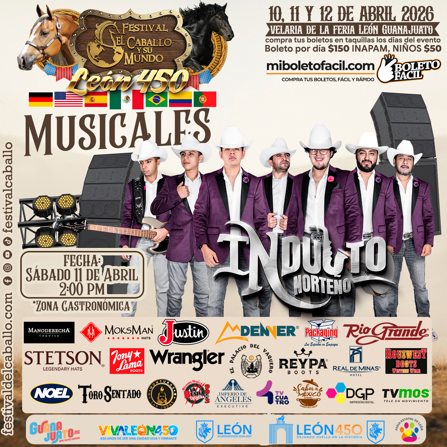 ¡A bailar Huapangos! con Indulto Norteño, este Sábado en la zona gastronómica del Festival el Caballo y su Mundo León 450
www.festivaldelcaballo.com