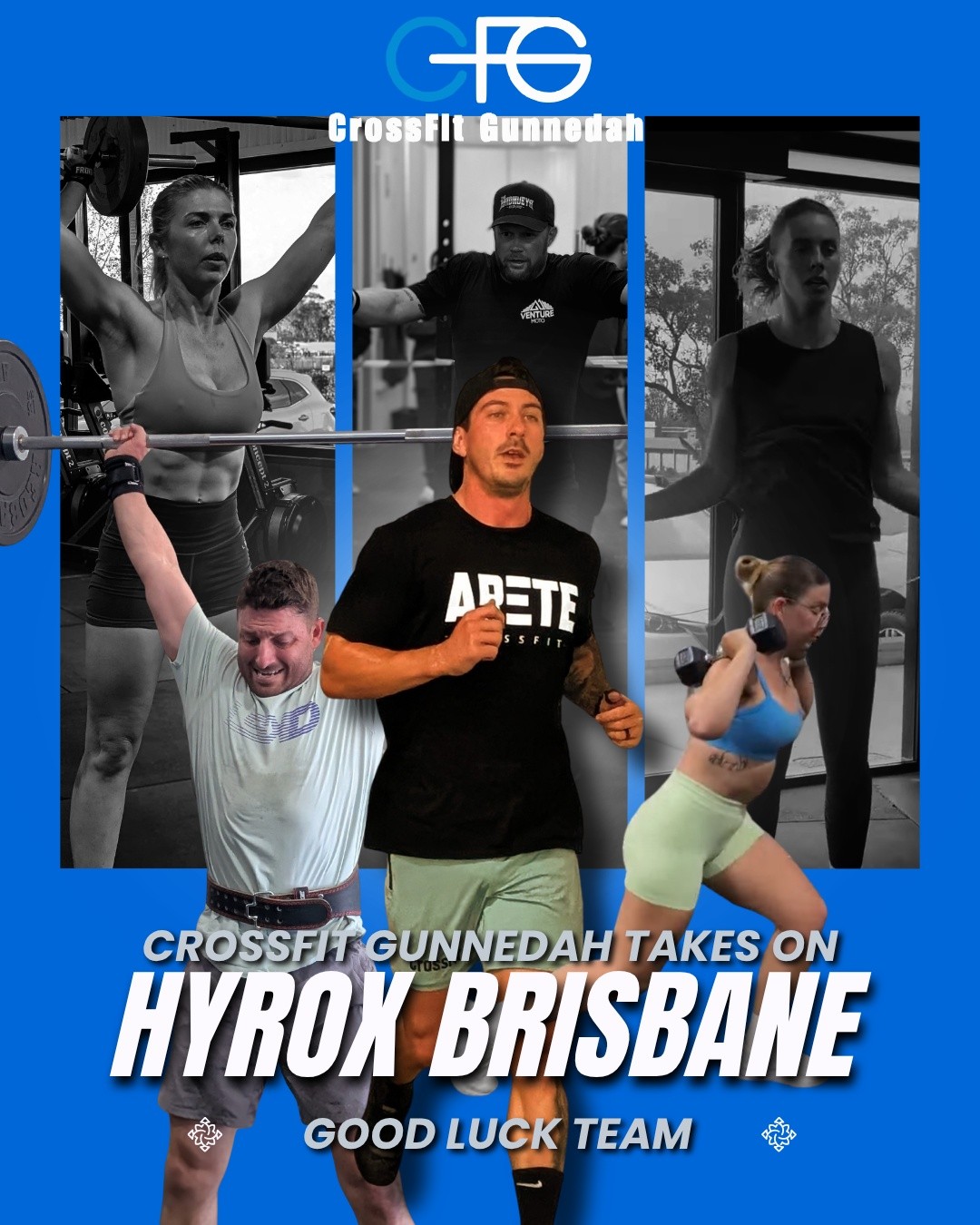 Big weekend ahead for the crew.
Matt. Jess. Chelsea. Kayla. Ben. Dean.
Taking on HYROX Brisbane and representing CrossFit Gunnedah on a big stage.
Different arena. Same mindset.
Work hard. Stay composed. Get it done.
We’re all behind you.
Let’s go.