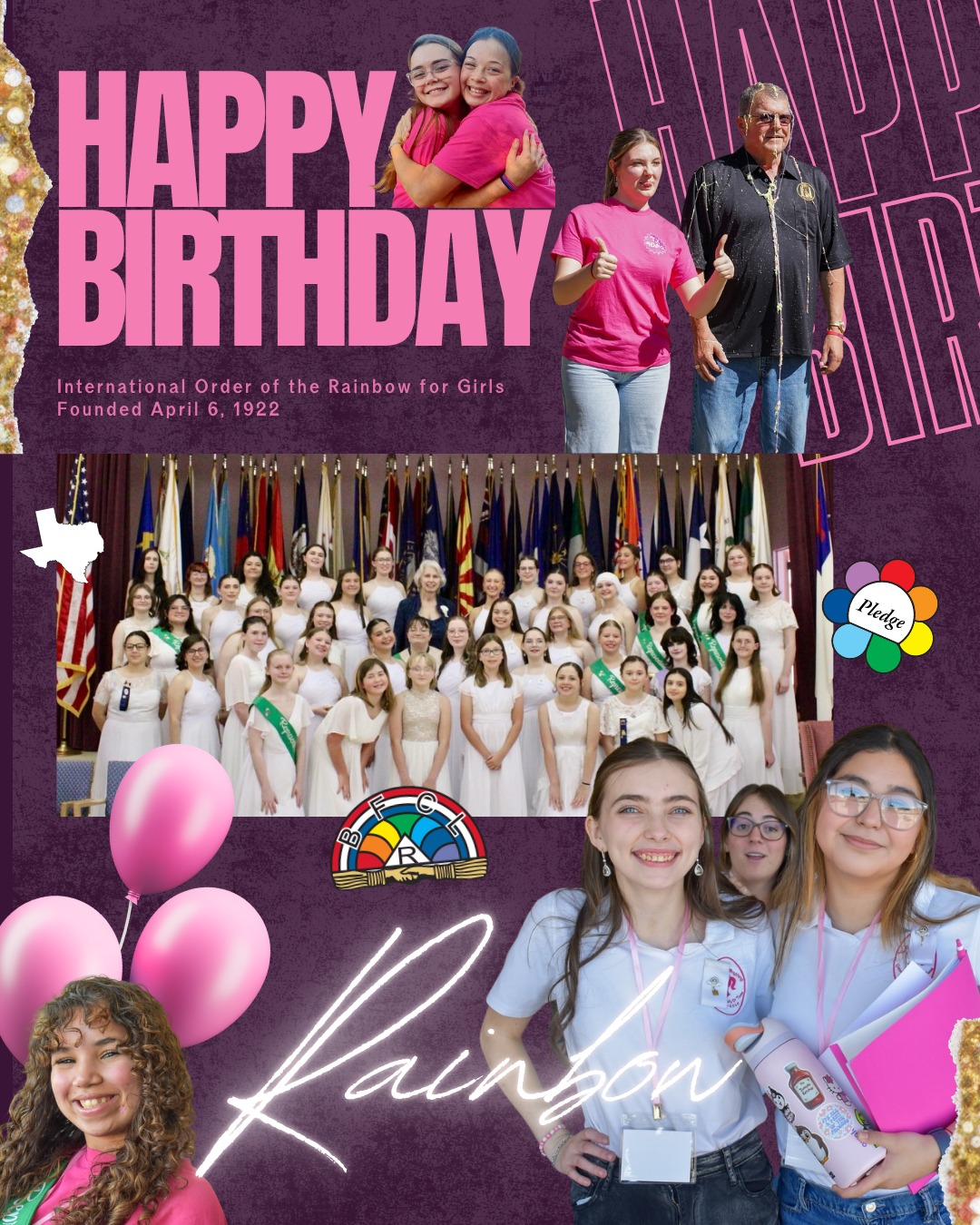104 years of Rainbow, and Texas is proud to be part of the legacy 🌈🤠💫 Since April 6, 1922, the International Order of the Rainbow for Girls has shaped leaders, built lifelong friendships and inspired service across generations— including right here in the Lone Star State 💛
Here’s to continuing the tradition of lifelong sisterhood!✨
#TexasRainbow #IORG #104YearsOfRainbow #IORG #ServiceLeadershipIntegrity #LoneStarLegacy #RainbowStrong #Sisterhood #Since1922 #Sisterhood #April #April6 #International #NonProfit