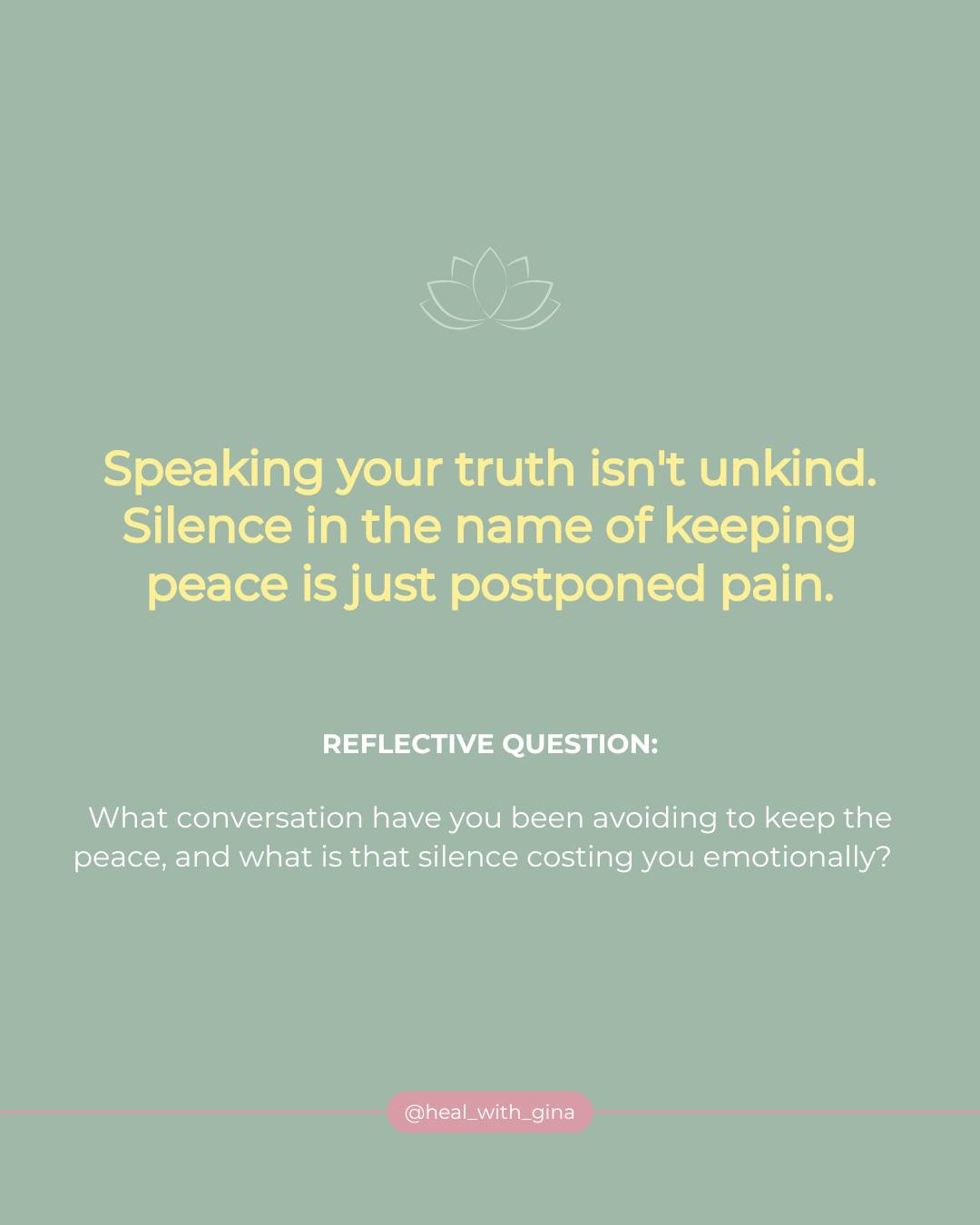 Avoiding hard conversations can feel like keeping the peace…
but often, it just keeps things unspoken, unresolved, and sitting in your body.
Tight chest.
Overthinking.
Replaying what you wish you could say.
Your truth doesn’t have to come out perfectly — it just has to be honest.
Where are you being invited to speak up, even gently? ✨
#healthyboundaries #boundarywork #protectyourpeace
#selfrespect #clearcommunication #emotionalwellbeing
#innerwork #nervoussystemhealing #selftrust
#energyprotection #healwithgina
