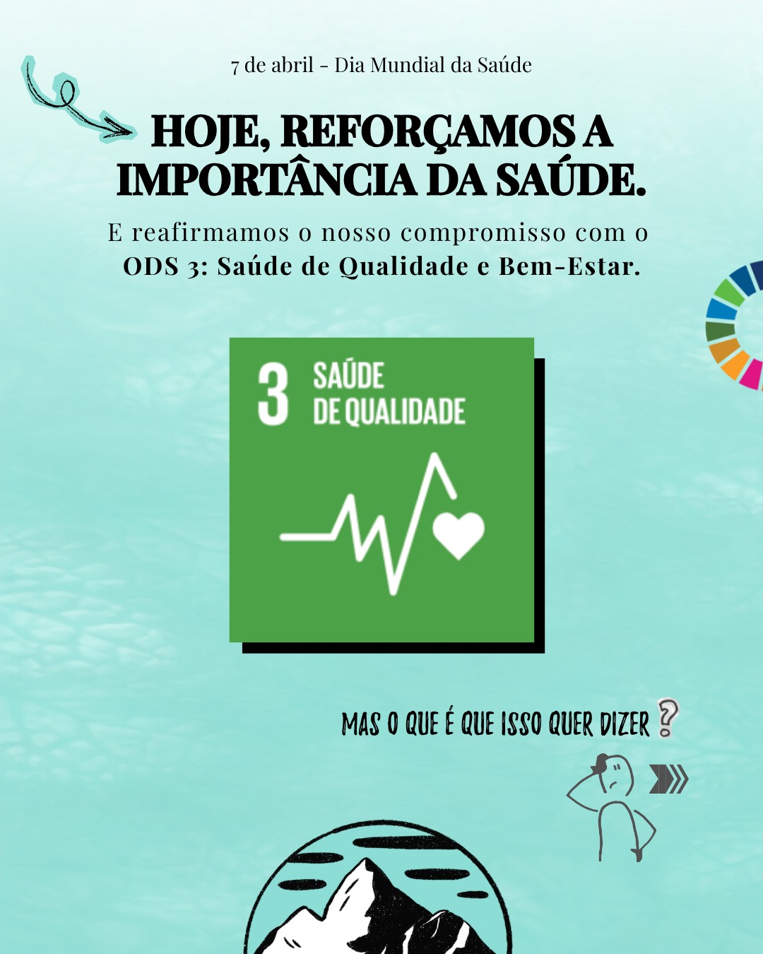 💚💙 Hoje, no Dia Mundial da Saúde, seguimos a reafirmar o nosso compromisso com o ODS 3: Saúde de qualidade e bem-estar para todos, em todas as idades!
🤔 Mas o que é o ODS 3?
É um compromisso global definido pela Organização das Nações Unidas (ONU) para promover a saúde e o bem-estar das pessoas e contribuir para um futuro mais sustentável.
🎯 Qual é o objetivo do ODS 3?
"Até 2030, reduzir num terço a mortalidade prematura por doenças não transmissíveis via prevenção e tratamento, e promover a saúde mental e o bem-estar."
🧑🚀💙 Como é que a Solo Adventures contribui para este objetivo?
Os nossos projetos promovem a consciencialização para a saúde mental, o bem-estar social e o desenvolvimento pessoal. Como exemplo, destacam-se os vários workshops que realizamos ao longo do ano, em formato virtual e presencial.
Acreditamos que saúde é mais do que a ausência de doença — é prevenção, cuidado, acesso, equilíbrio e bem-estar físico, mental e emocional.
Este é um compromisso partilhado por todos os países lusófonos. 🇵🇹🇧🇷🇲🇿🇸🇹
Afinal, cuidar das pessoas é também cuidar do futuro! 💚🌱
👉 Sabia mais em: https://soloadventures.org
#bemestar #desenvolvimentohumano #ods3 #ODS3