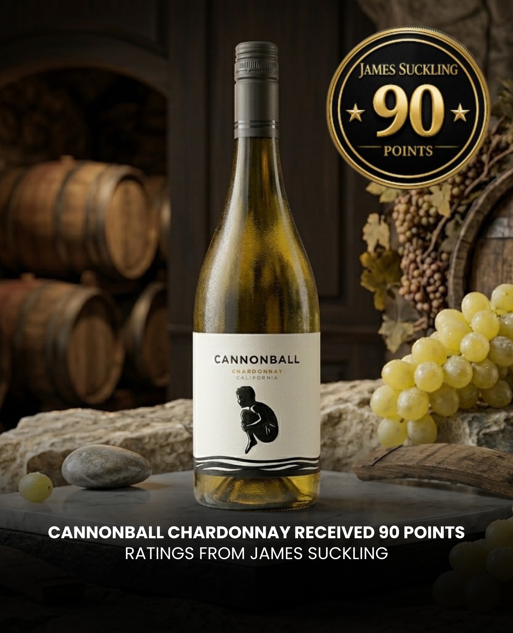 We are thrilled to announce that our Cannonball Chardonnay has earned a 90-point rating from the legendary James Suckling. It’s more than just a score - it’s a testament to the craft, the grapes, and the spirit of California in every bottle.
Ready to see what the buzz is about? Grab a glass and dive in.
( @cannonballwines , Cannonball Wines, Cannonball, Cannonball Chardonnay, Chardonay, James Suckling, Ace Your Wine Game, Ace Beveragez )