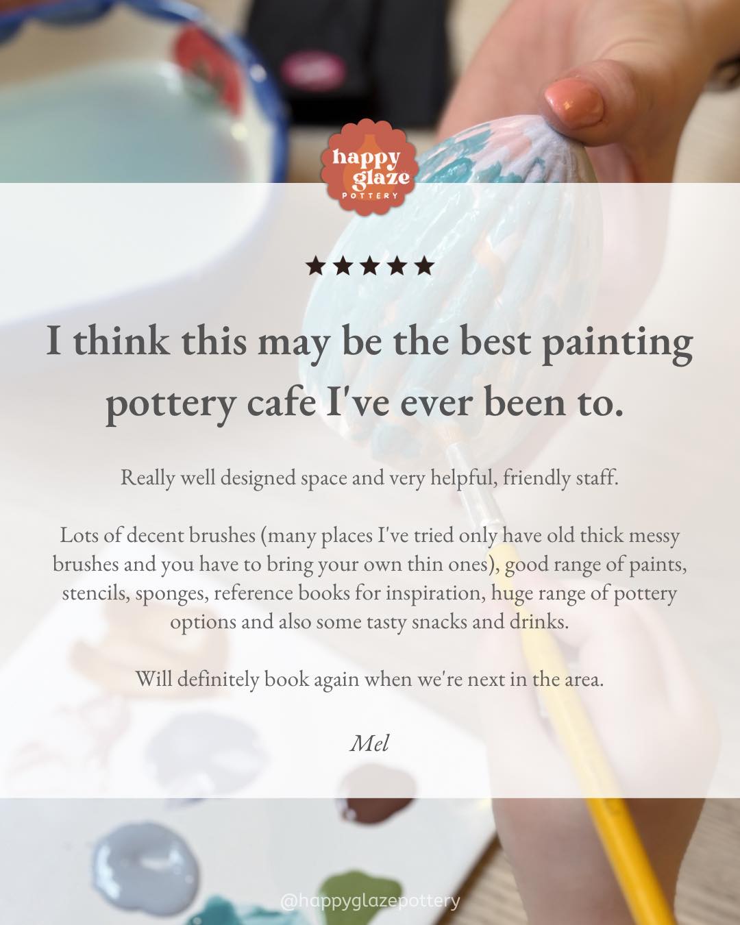 Wow 🥹💛
Just look at this review… it genuinely made us all smile.
We appreciate every single one of these more than you know - thank you so much ✨
#potterypainting #creativecafe #paintyourownpottery #datenightideas #thingstodoindevon